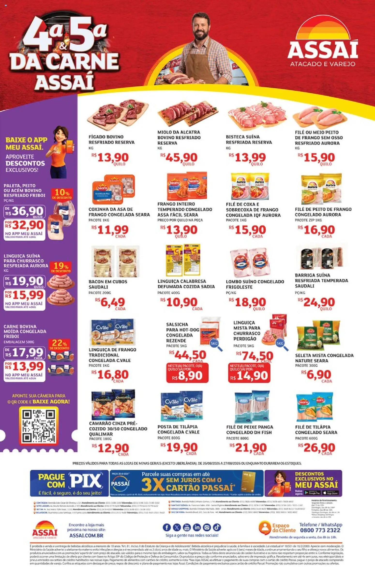 Assaí Atacadista Folheto - válido de 26/08/2026 | Página: 2 | Produtos: Fígado, Telefone, Bacon, Frango