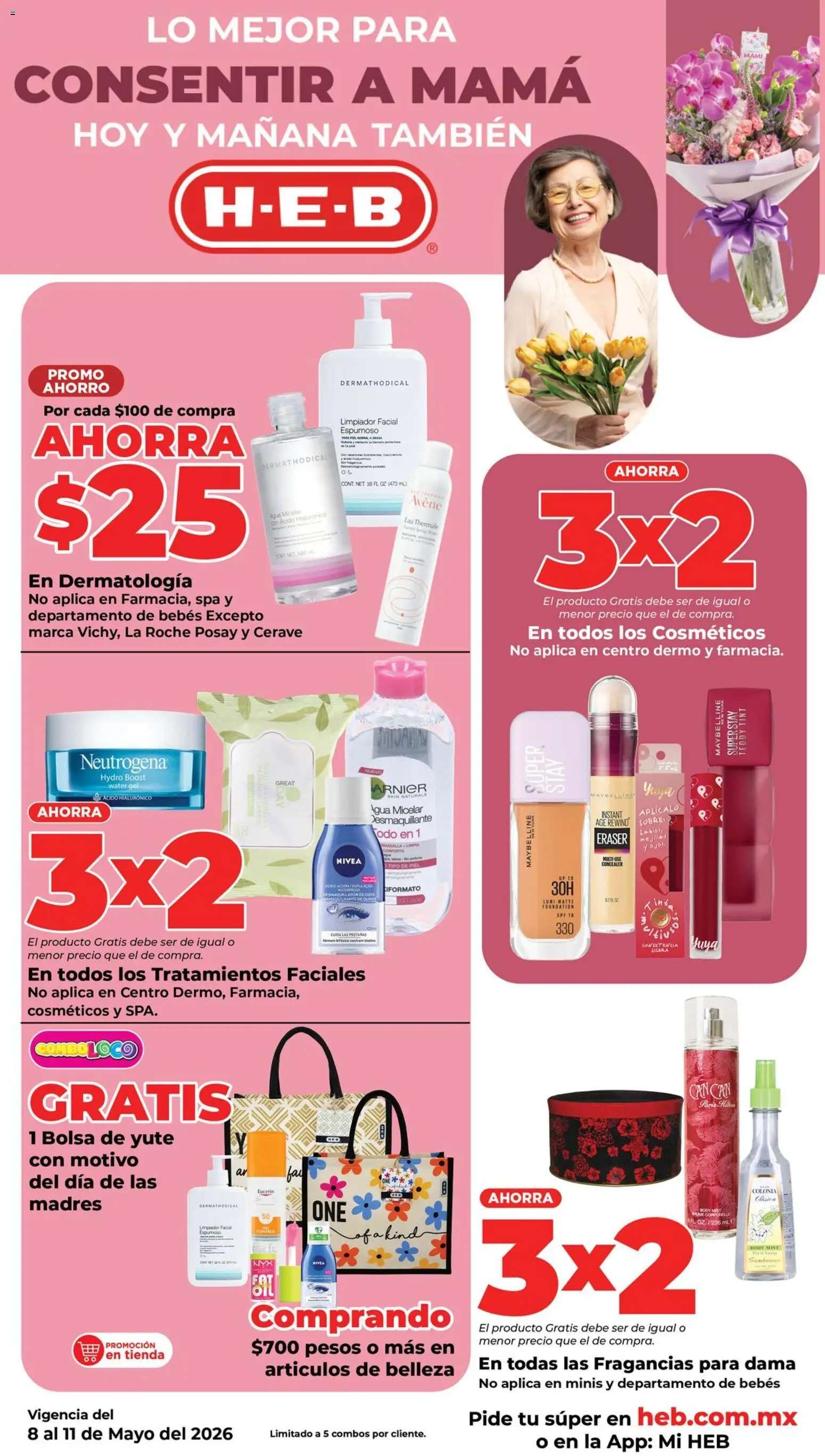 Nuevas ofertas de H-E-B válidas en toda la República Mexicana desde el 08.05.2026. ¡Encuentra las mejores ofertas en H-E-B folleto! | Página: 10 | Productos: Desmaquillante, Limpiador, Limpiador facial, Agua micelar
