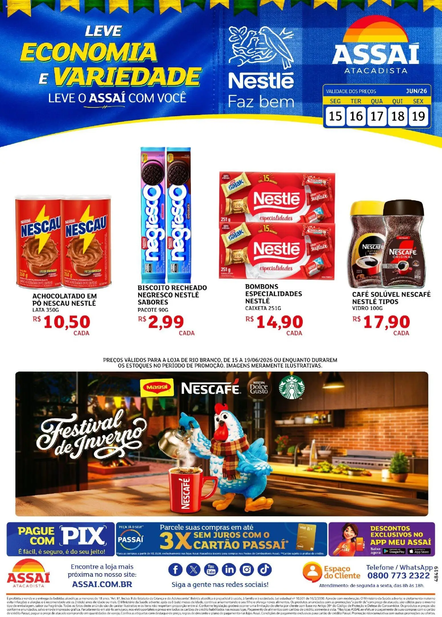 Assaí Atacadista Folheto - válido de 15.06.2026 | Página: 1 | Produtos: Achocolatado, Pneus, Biscoito recheado, Café solúvel