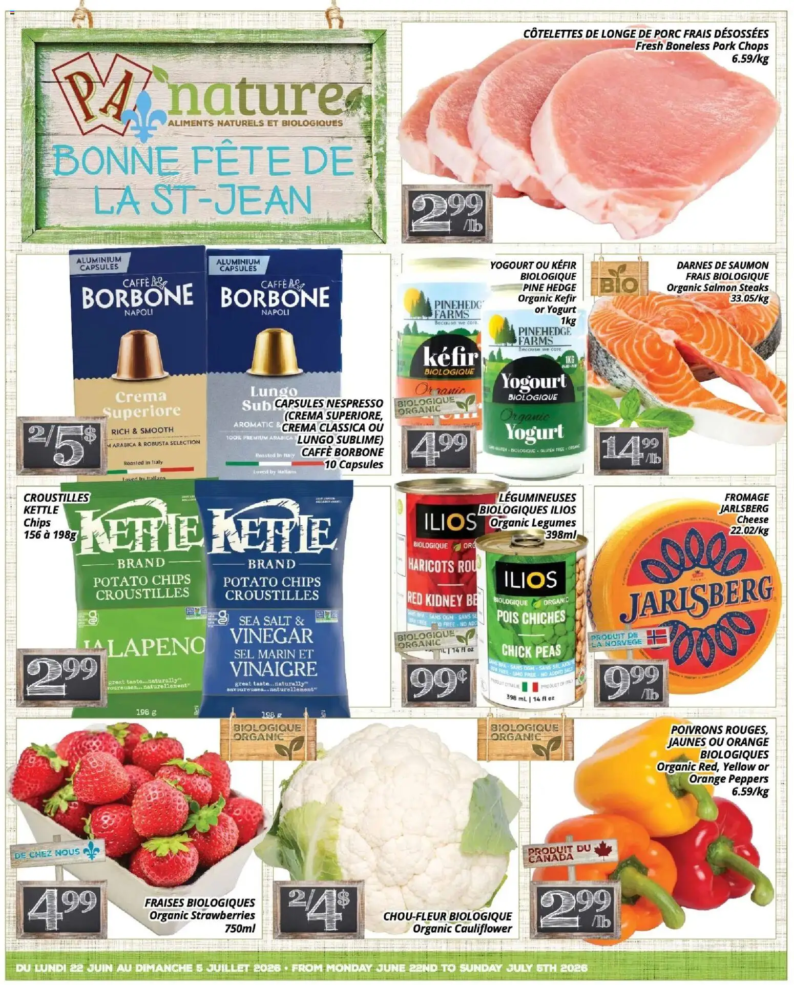 Pa Supermarché flyer valid from Jun 22, 2026 | Page: 1 | Products: Chips, Cheese, Yogurt, Pork