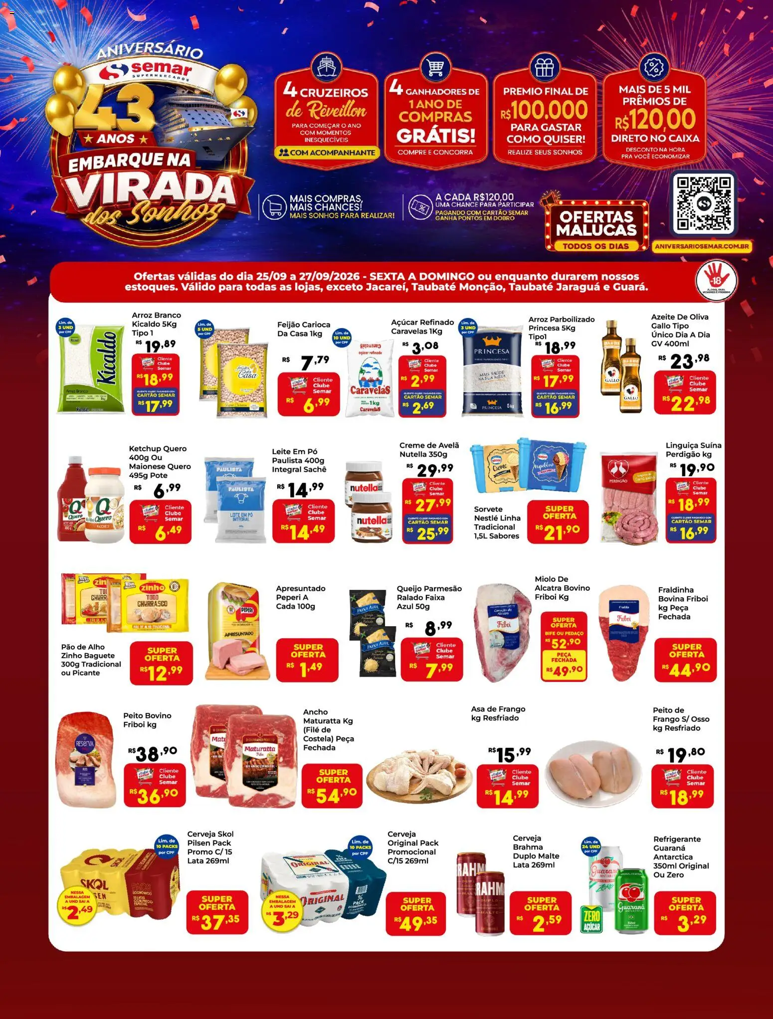 Semar Supermercado Folheto - válido de 25/09/2026 | Página: 1 | Produtos: Guaraná, Alcatra, Caixa, Maionese