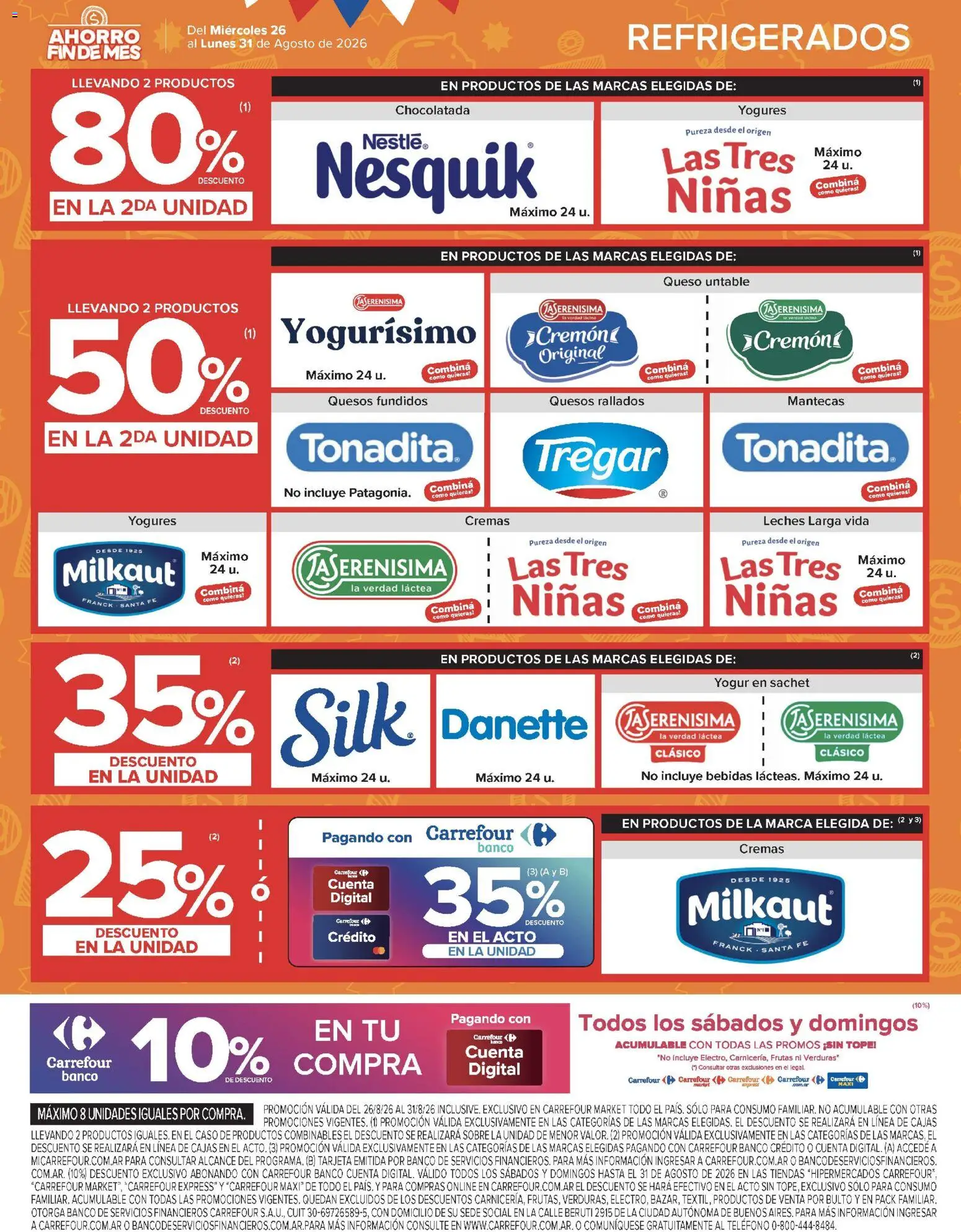 Carrefour ofertas │ válido desde el 26/08/2026 | Página: 44 | Productos: Teléfono, Verduras, Yogur, Chocolatada