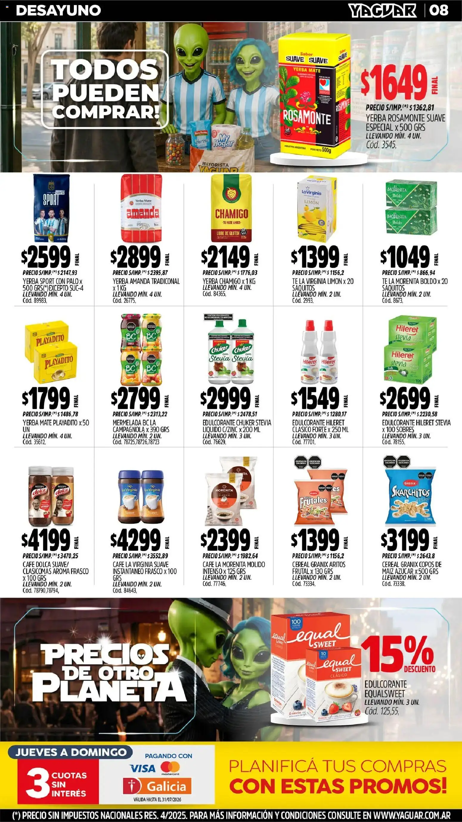 Yaguar - Oferta Semanal Mar del Plata │ válido desde el 29/06/2026 | Página: 8 | Productos: Copos, Mate, Maiz, Café