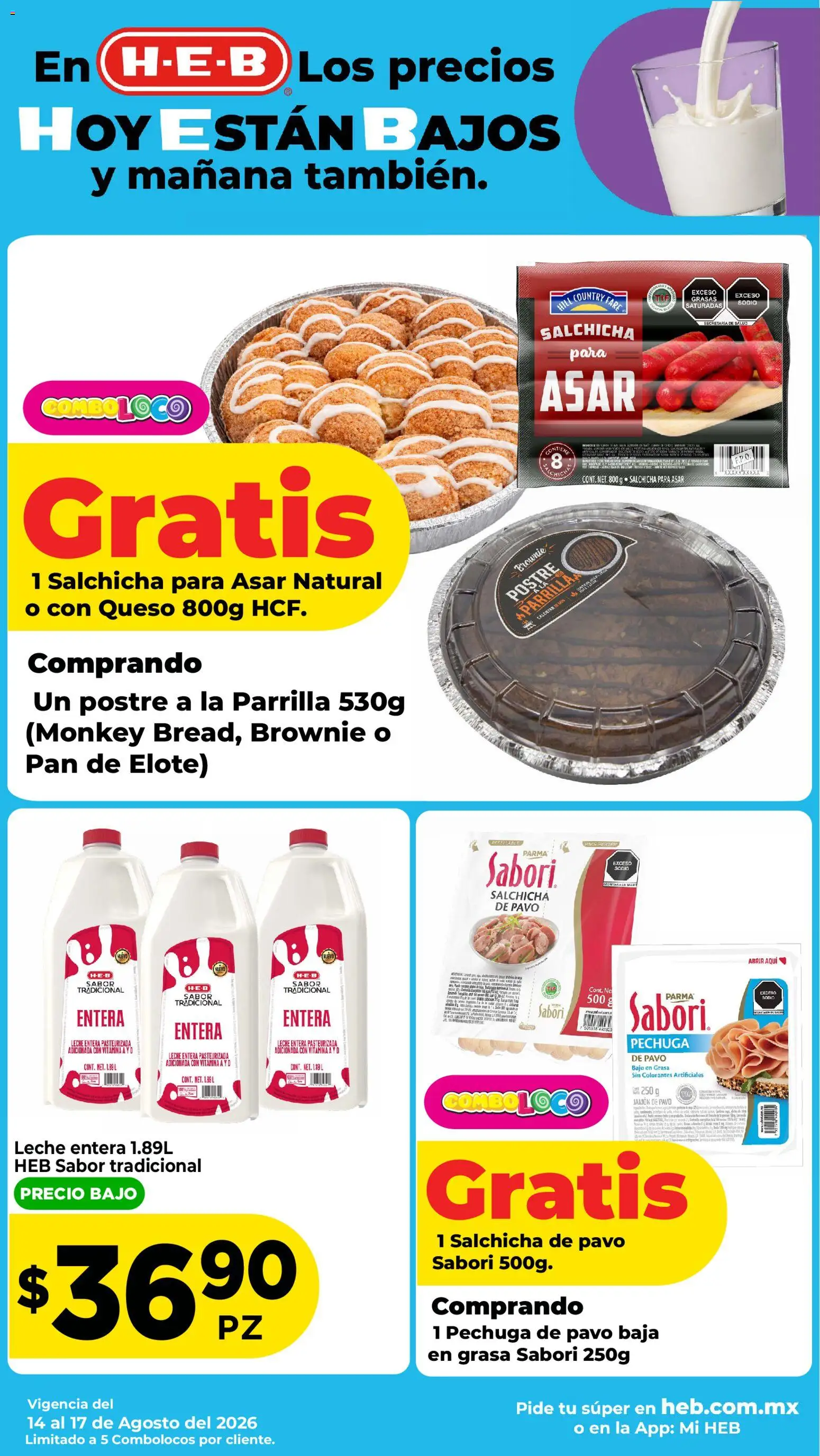 Nuevas ofertas de H-E-B válidas en toda la República Mexicana desde el 14/08/2026. ¡Encuentra las mejores ofertas en H-E-B folleto! | Página: 4 | Productos: Leche, Queso, Jamón, Postre