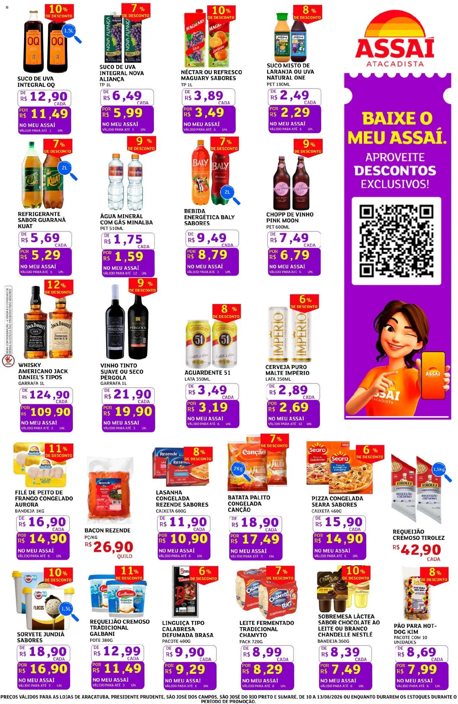 Assaí Atacadista Folheto - válido de 10/08/2026 | Página: 3 | Produtos: Uva, Catupiry, Água mineral, Leite fermentado