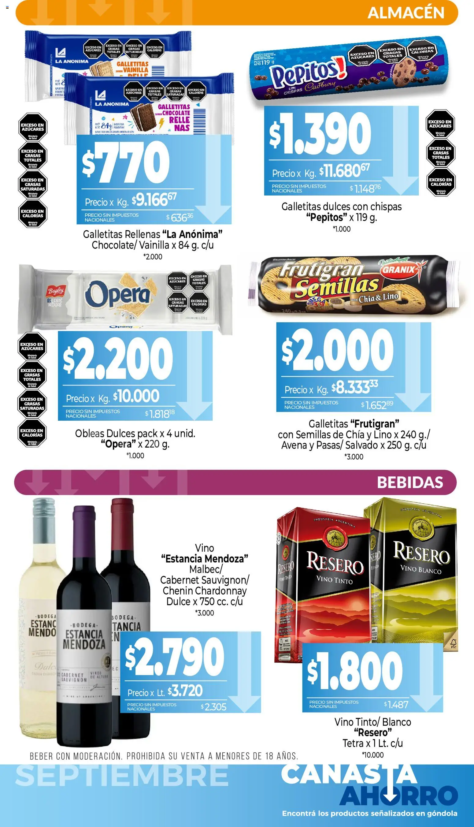 La Anonima - Canasta Ahorro │ válido desde el 01/09/2026 | Página: 6 | Productos: Vainilla, Dulce, Vino, Canasta