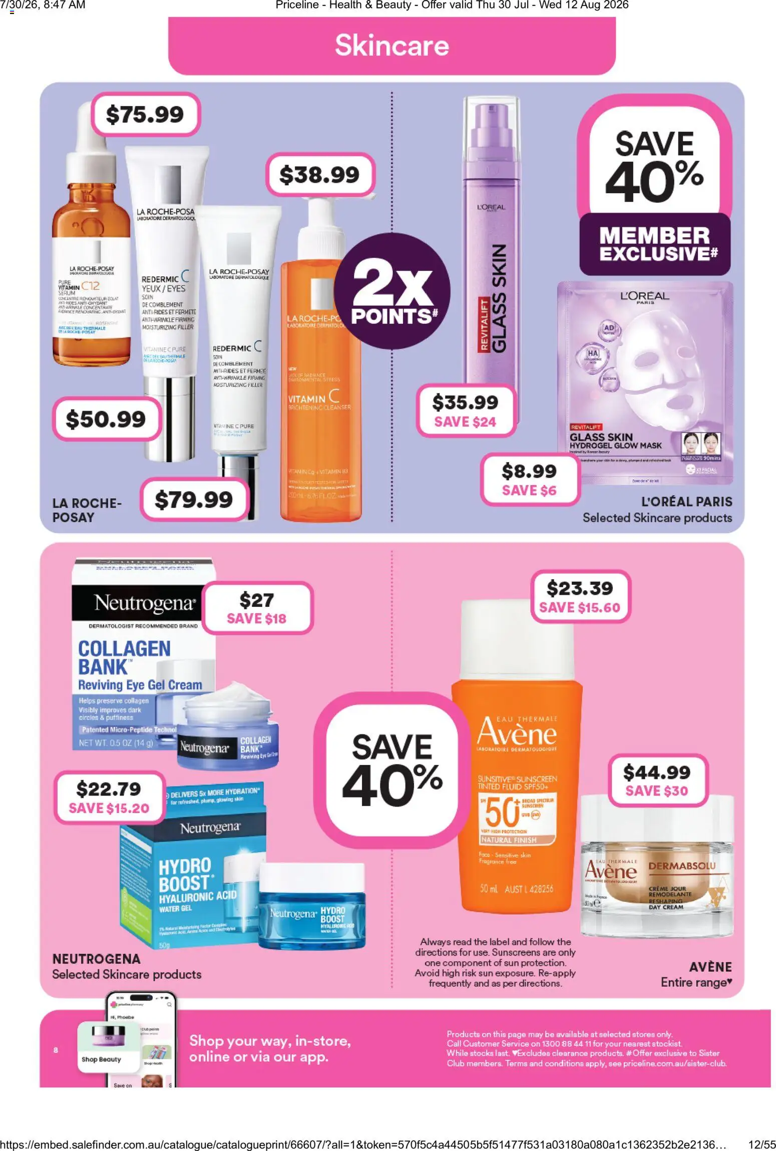 Priceline Pharmacy catalogue - valid from 30/07/2026 | Page: 6 | Products: Mask, Sunscreen, Cream, Vitamin