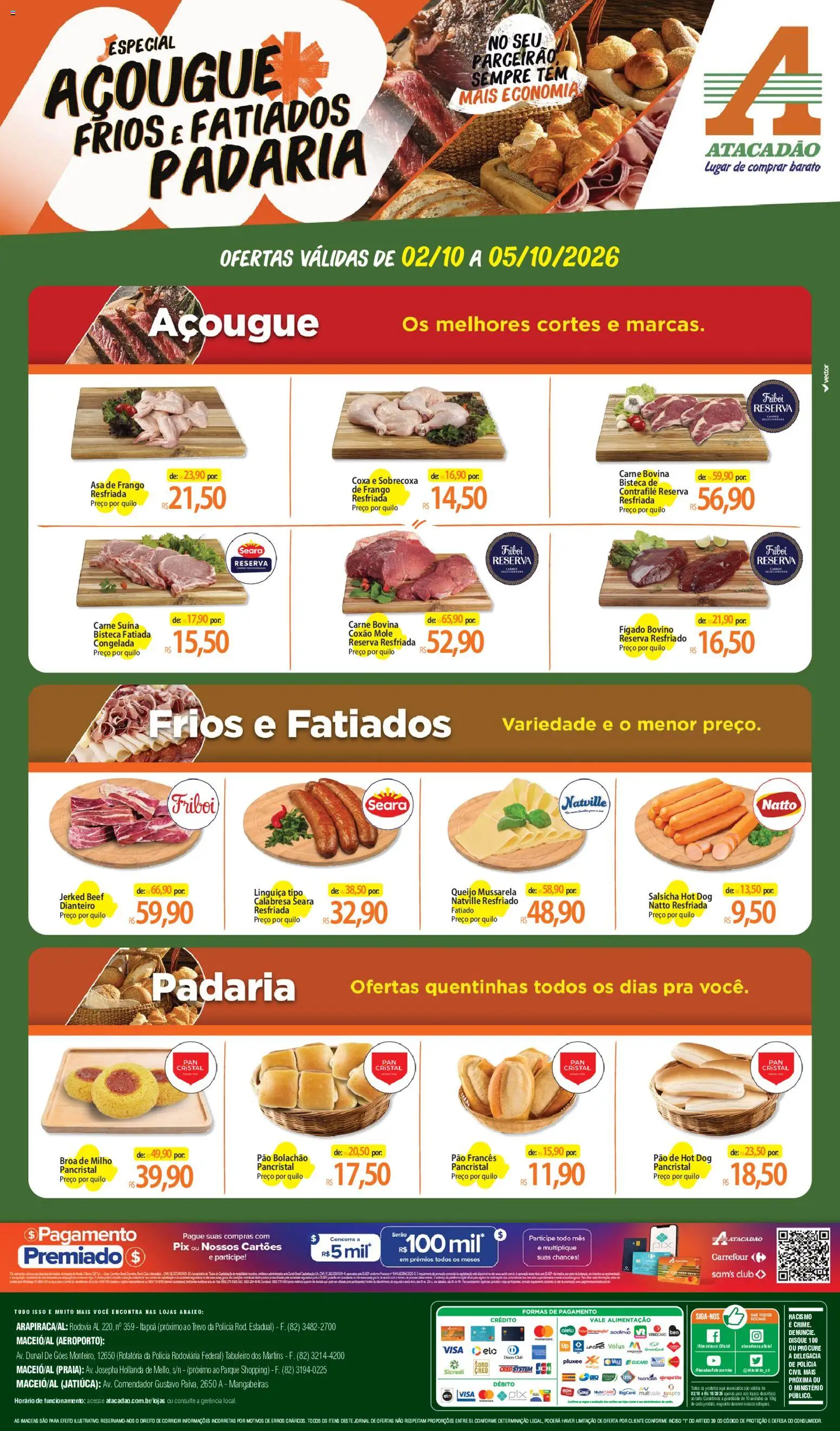 Atacadão Folheto - válido de 02/10/2026 | Página: 1 | Produtos: Carne bovina, Carne, Milho, Mussarela