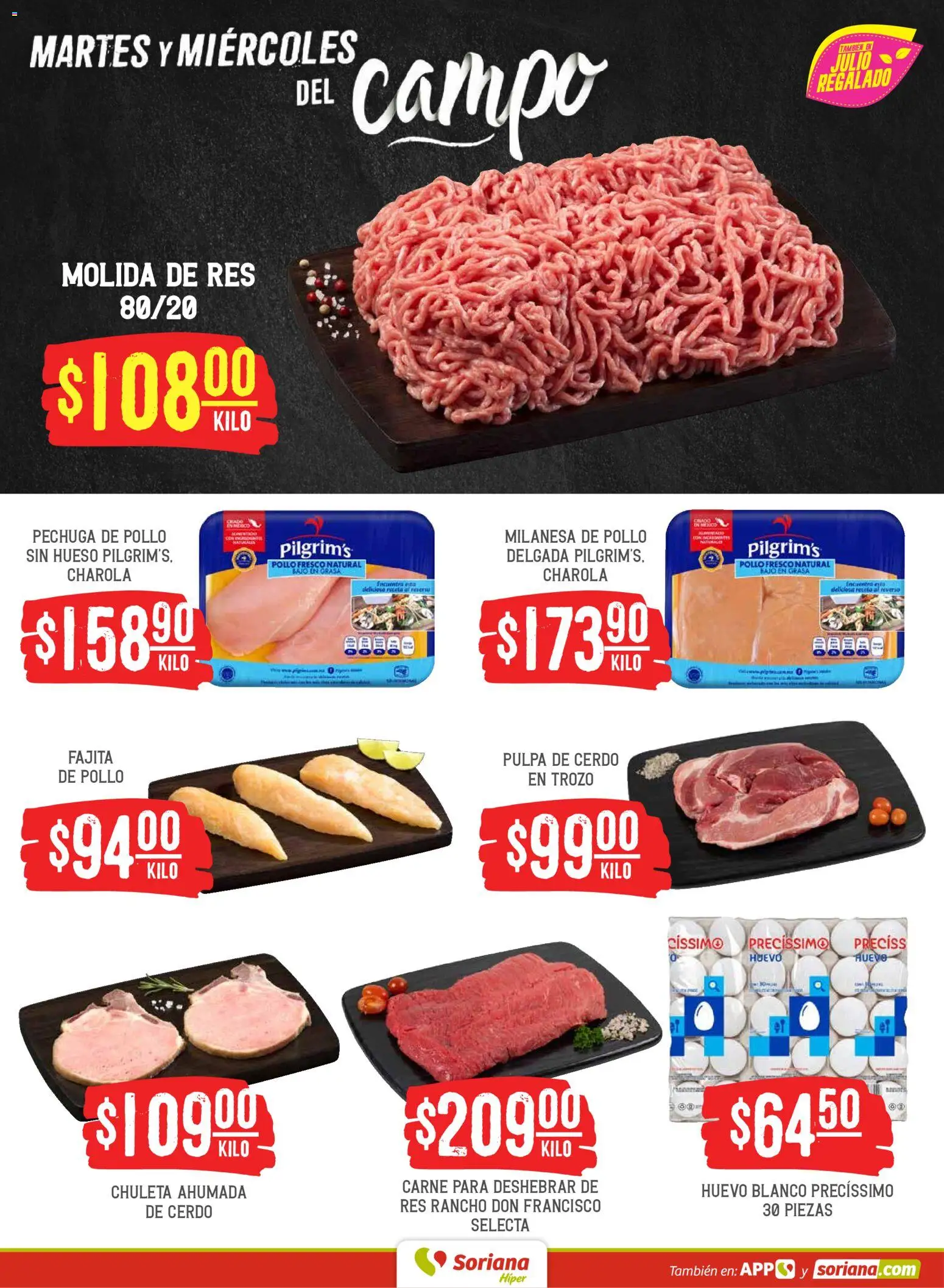 Nuevas ofertas de Soriana válidas en toda la República Mexicana desde el 26.05.2026. ¡Encuentra las mejores ofertas en Soriana Martes y Miércoles del Campo Híper: Nuevo León, Ciudad Victoria y Tampico! | Página: 4 | Productos: Pollo, Huevo, Cerdo, Res