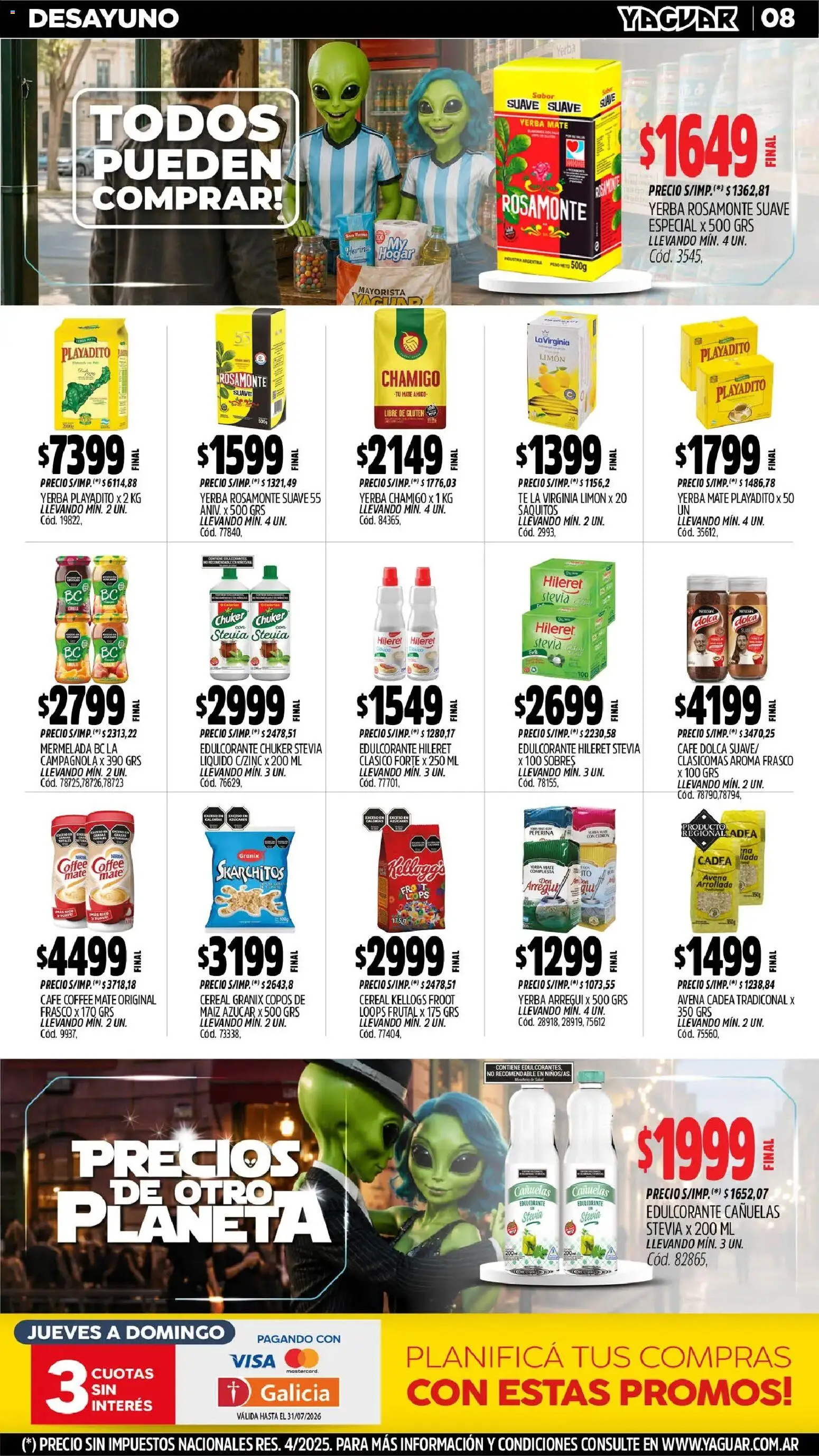 Yaguar - Oferta Semanal Mendoza │ válido desde el 29/06/2026 | Página: 8 | Productos: Mate, Azucar, Yerba, Mermelada
