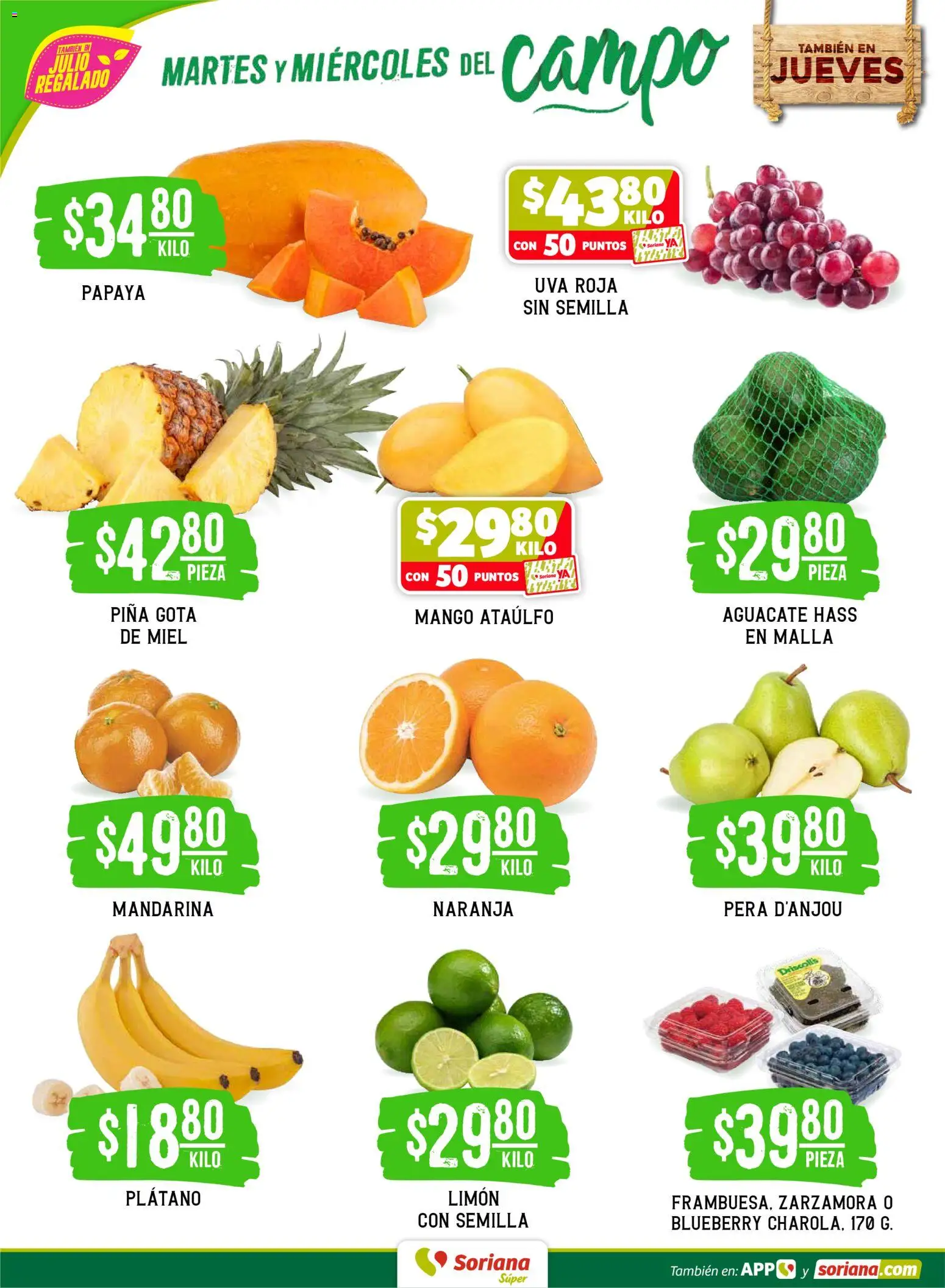 Nuevas ofertas de Soriana válidas en toda la República Mexicana desde el 26.05.2026. ¡Encuentra las mejores ofertas en Soriana Martes y Miércoles del Campo Súper: Saltillo y Torreón! | Página: 2 | Productos: Limón, Aguacate, Uva, Piña