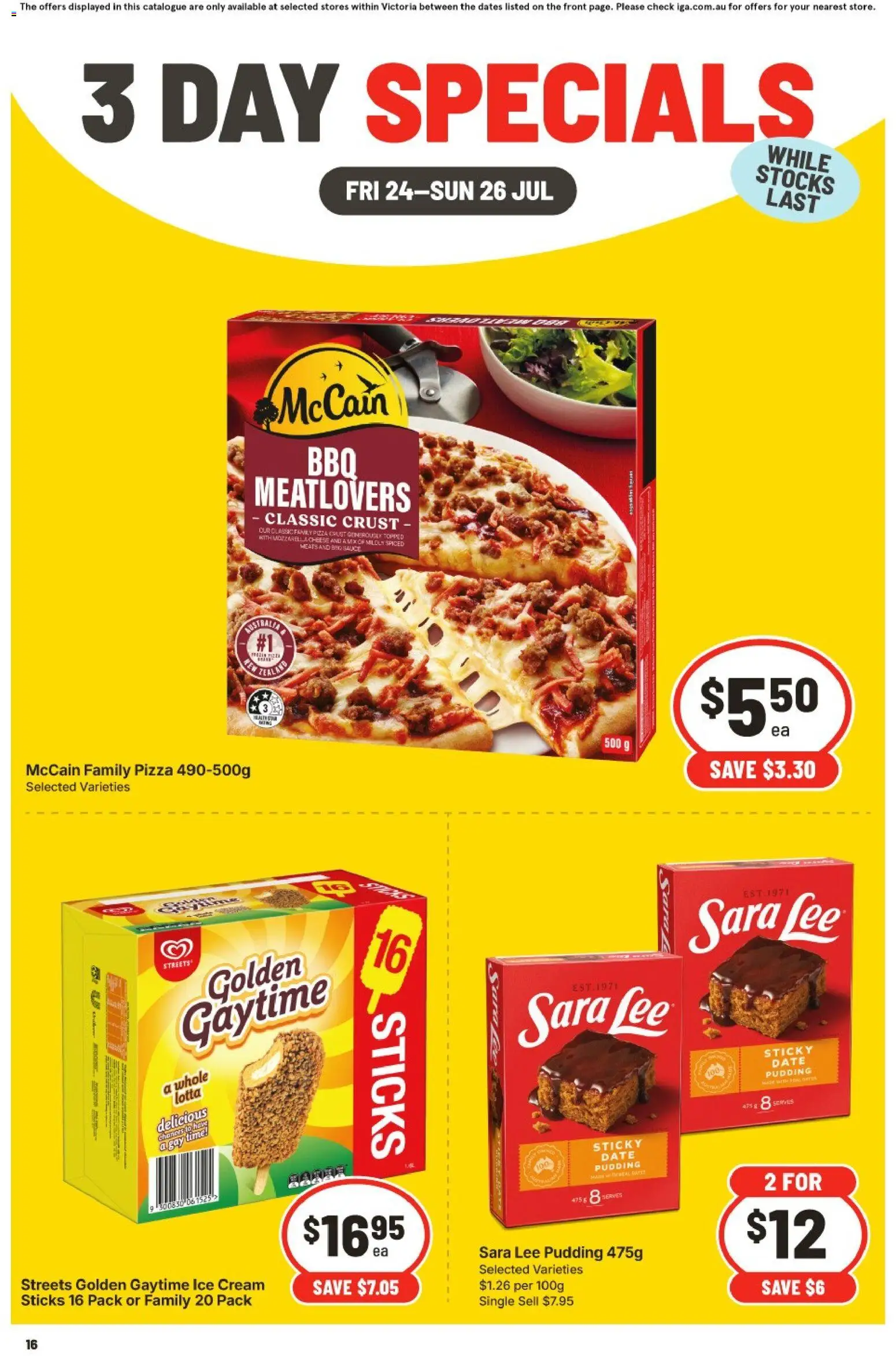 IGA catalogue - valid from 24/07/2026 | Page: 2 | Products: Cheese, Pizza, Ice cream, Date