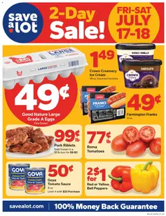Preview of Save a Lot weekly ads valid from 07/17/2026 | Page: 1 | Products: Box, Chocolate, Pork, Ice cream