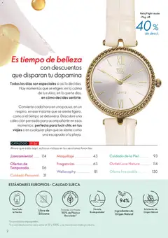 Oriflame catálogo 11 -  Vista previa de la revista de la tienda Oriflame valido desde el 01/08/2026 | Página: 2 | Productos: Té, Reloj, Maquillaje