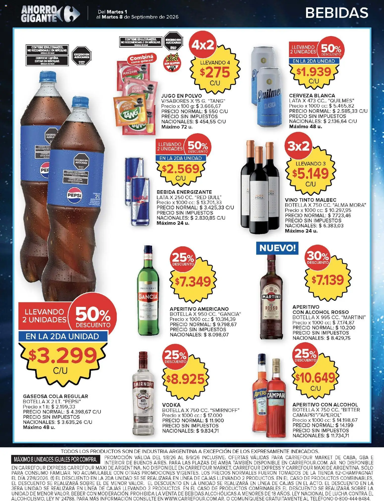 Carrefour - Ofertas │ válido desde el 01/09/2026 | Página: 47 | Productos: Campari, Botella, Sobre, Martini