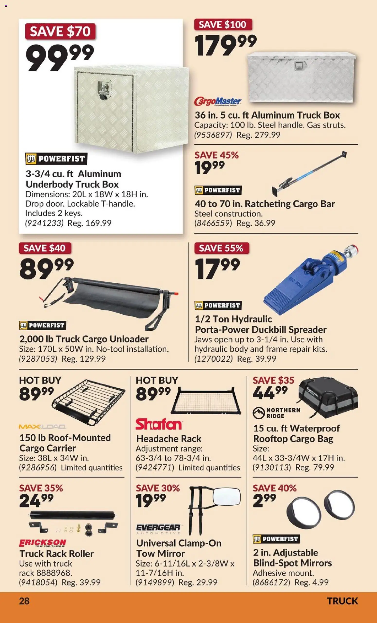 Princess Auto flyer valid from Jul 28, 2026 | Page: 33 | Products: Bag, Ridge, Box, Mirror
