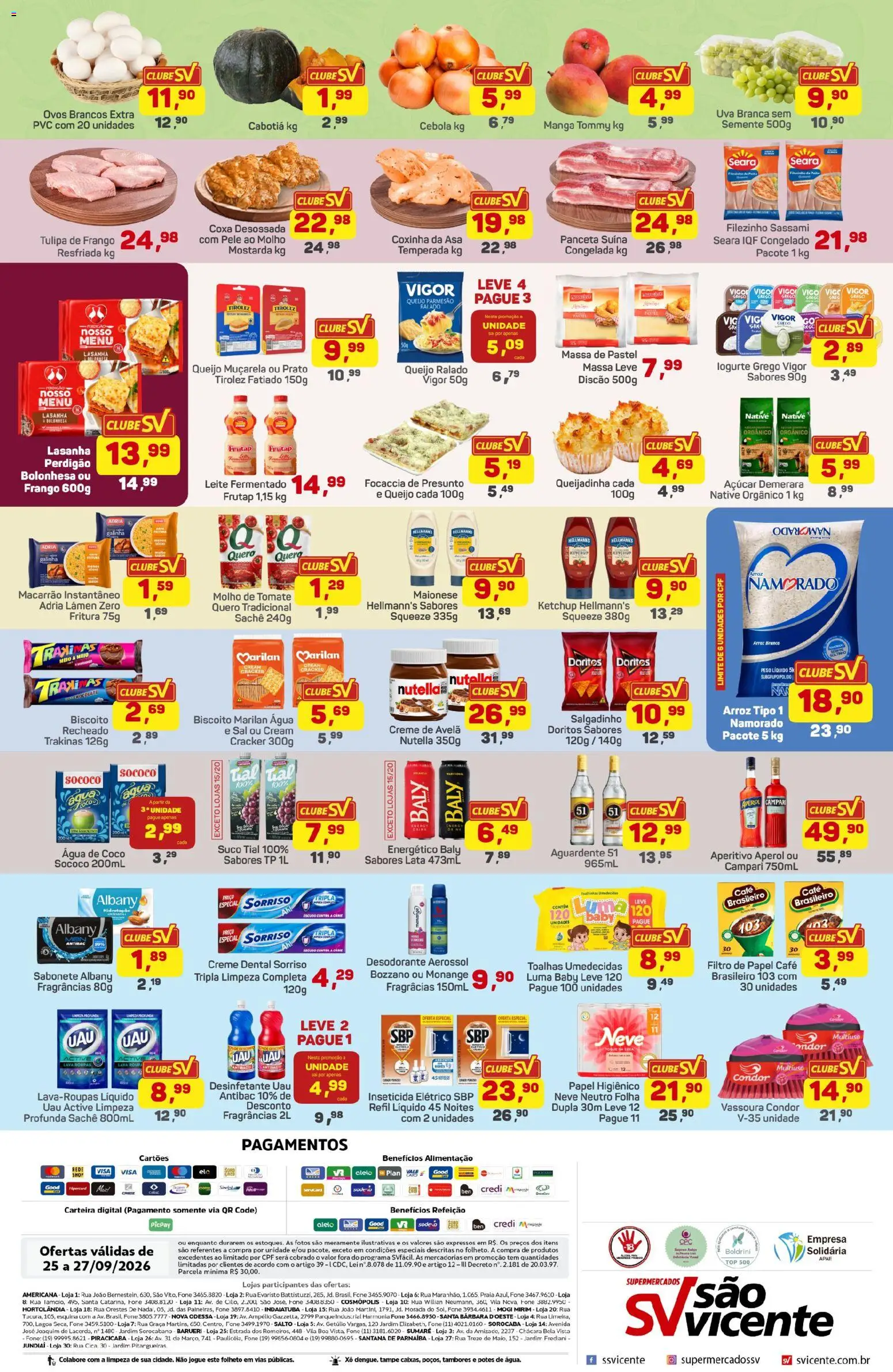 Supermercados São Vicente Folheto - válido de 25/09/2026 | Página: 2 | Produtos: Suco, Sabonete, Sal, Frango