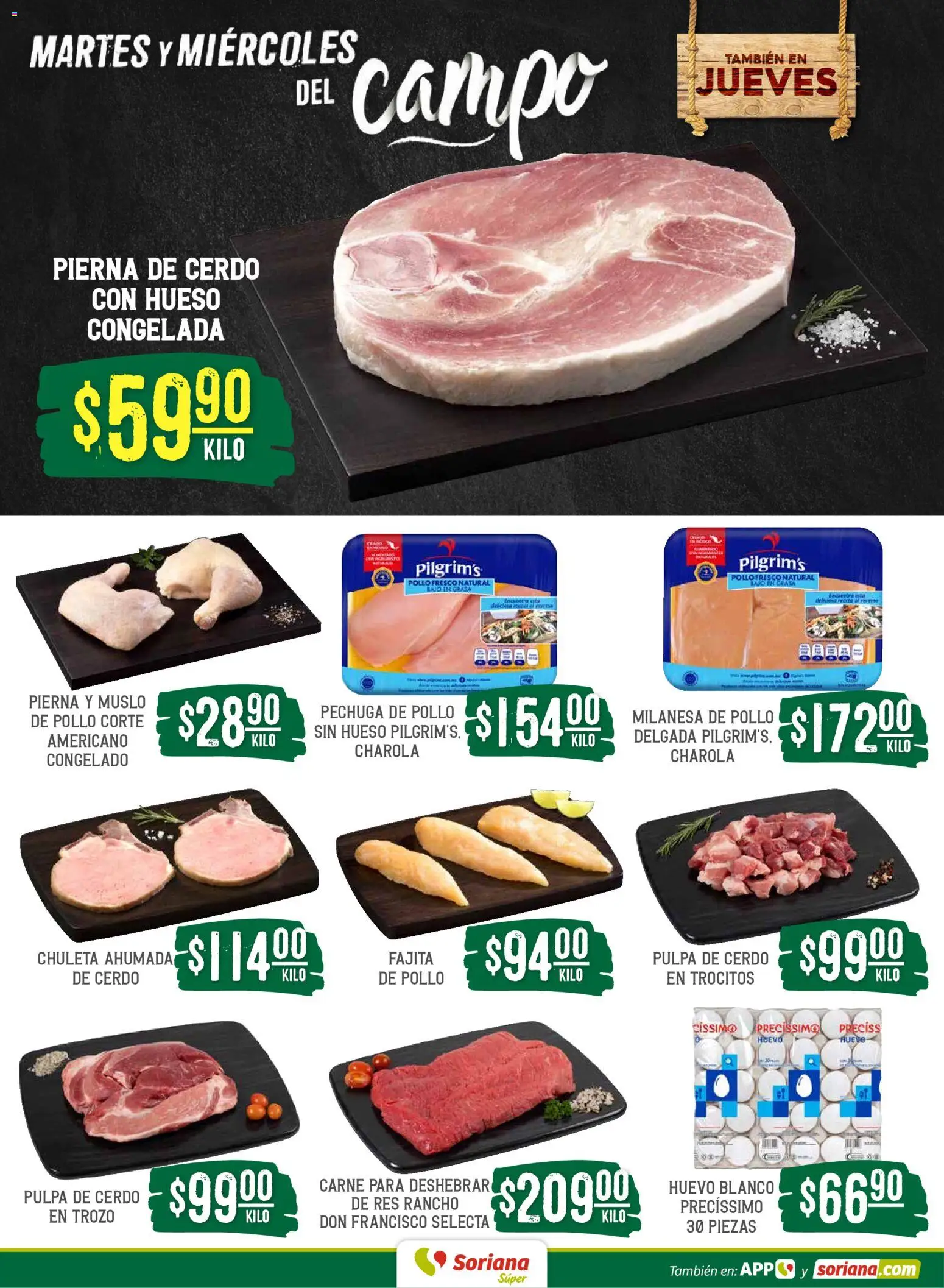 Nuevas ofertas de Soriana válidas en toda la República Mexicana desde el 05.05.2026. ¡Encuentra las mejores ofertas en Soriana Martes y Miércoles del Campo Súper: Saltillo y Torreón! | Página: 4 | Productos: Milanesa, Huevo, Cerdo, Res