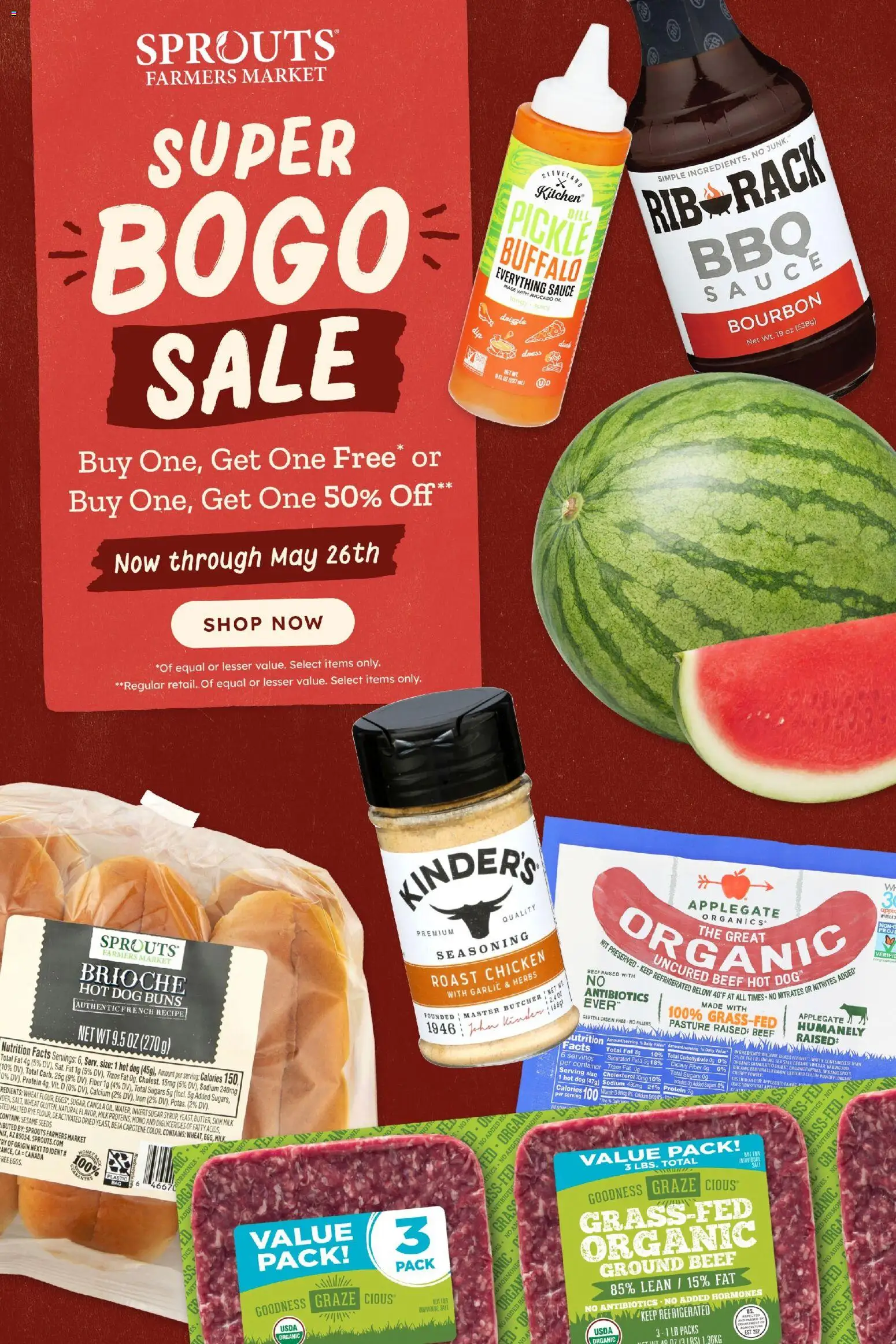 Sprouts Weekly Ad - valid from 20.05.2026 | Page: 1 | Products: Beef, Sugar, Garlic, Iron