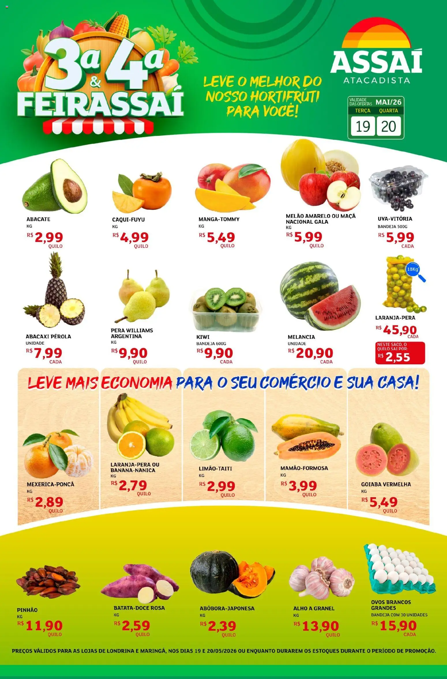 Assaí Atacadista Folheto - válido de 19.05.2026 | Página: 1 | Produtos: Goiaba, Melancia, Melão, Abacaxi