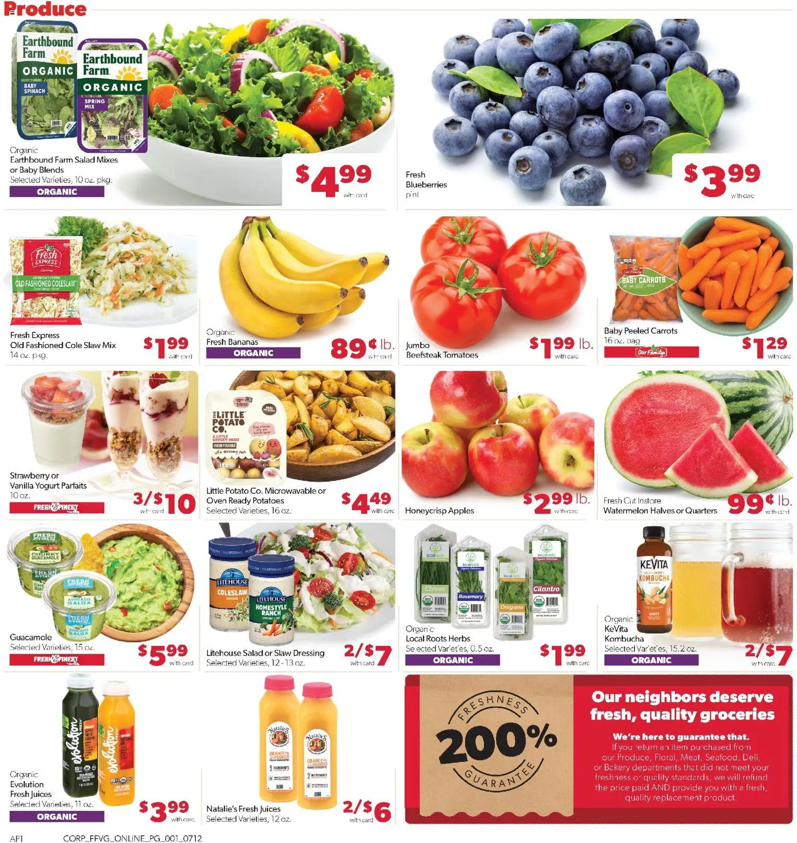 Family Fare Weekly Ad - valid from 07/12/2026 | Page: 5 | Products: Spinach, Bananas, Salad, Avocado