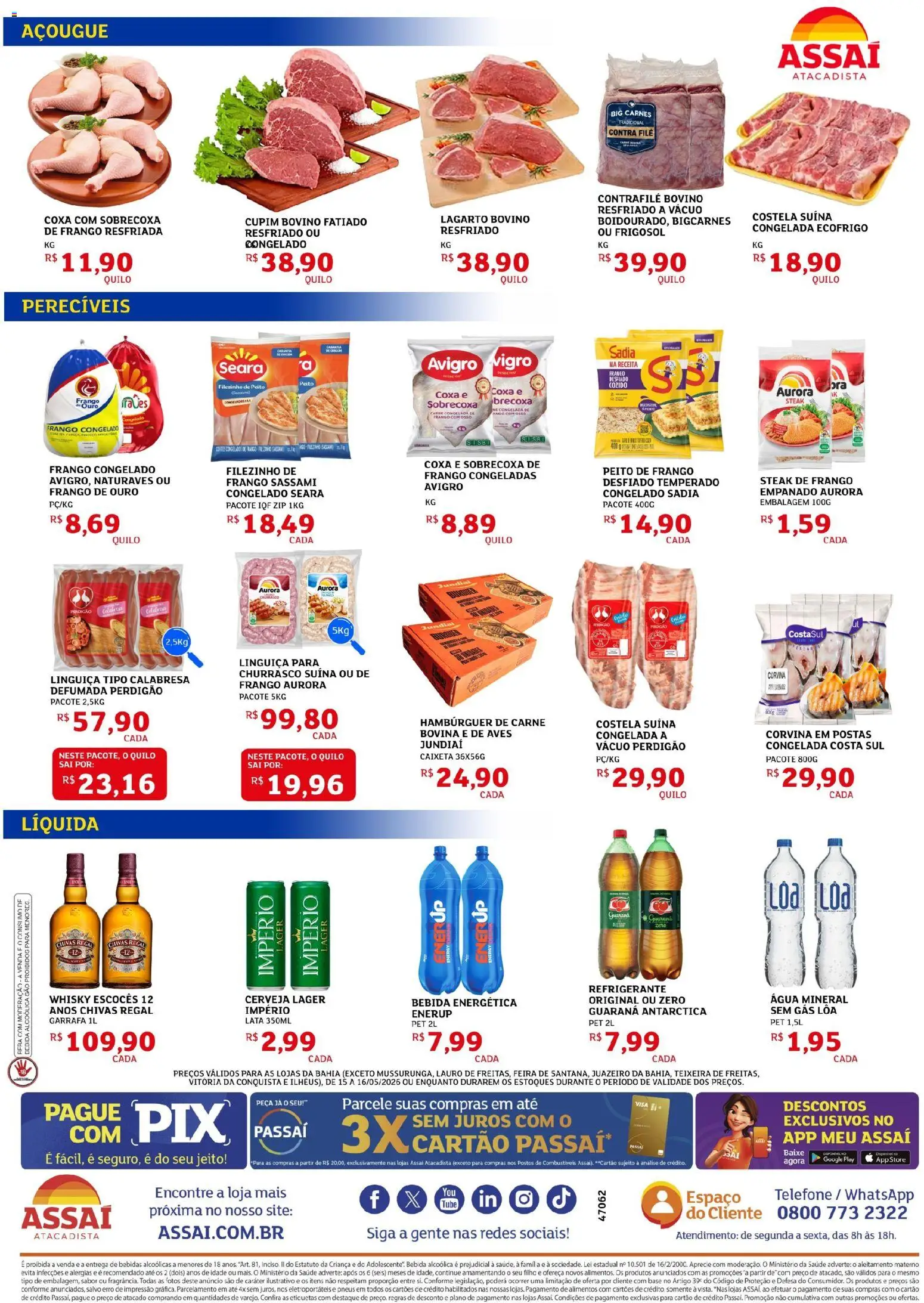 Assaí Atacadista Folheto - válido de 16.05.2026 | Página: 2 | Produtos: Guaraná, Hambúrguer, Água mineral, Peito de frango