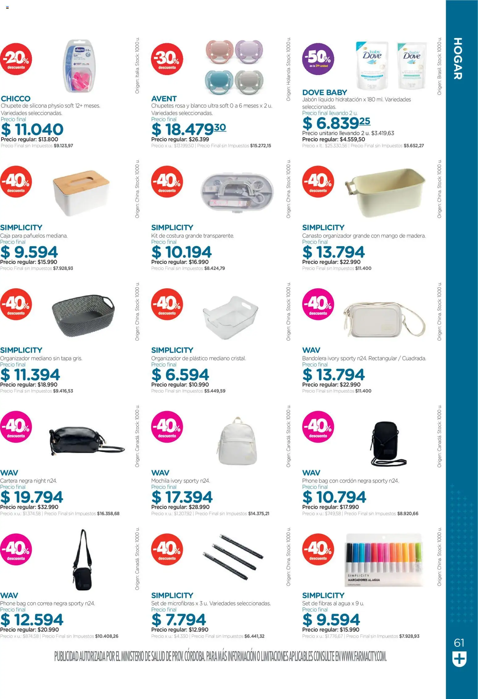 Farmacity catálogo │ válido desde el 30.04.2026 | Página: 61 | Productos: Organizador, Jabón líquido, Jabón, Mochila