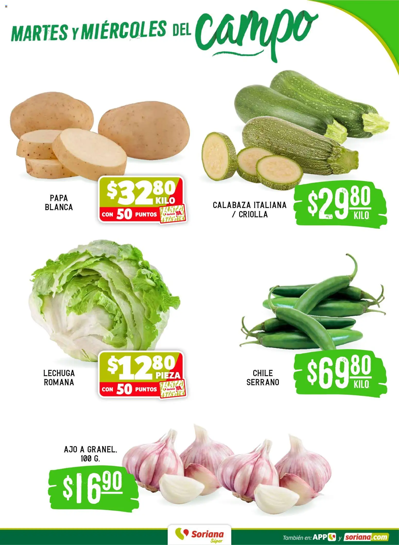 Nuevas ofertas de Soriana válidas en toda la República Mexicana desde el 12.05.2026. ¡Encuentra las mejores ofertas en Soriana Martes y Miércoles del Campo Súper: Nuevo León, Ciudad Victoria y Tampico! | Página: 3 | Productos: Papa, Ajo, Lechuga