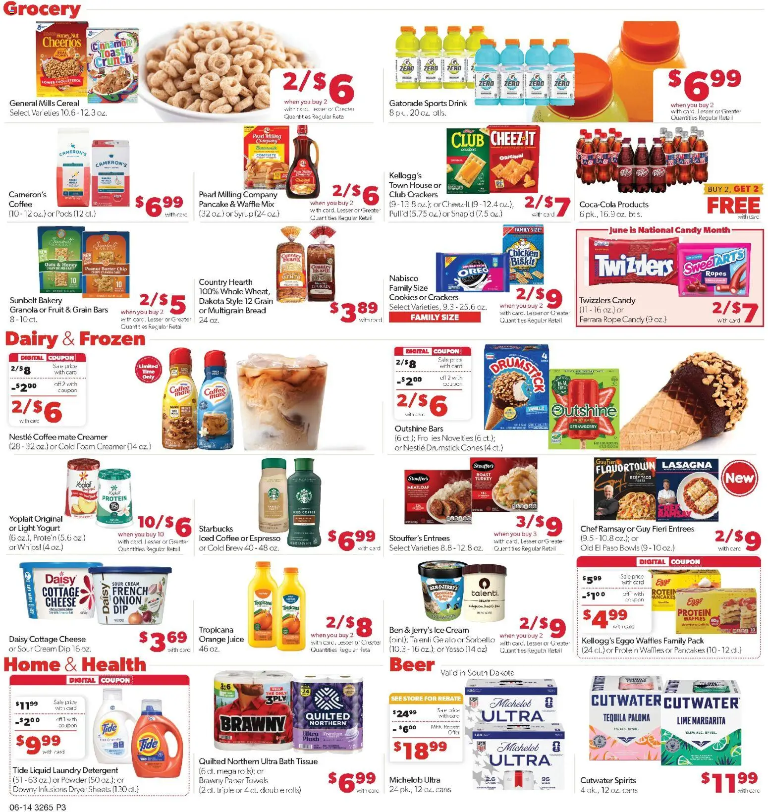 Family Fare Weekly Ad - SD - valid from 14.06.2026 | Page: 3 | Products: Cheese, Beer, Ice cream, Lime