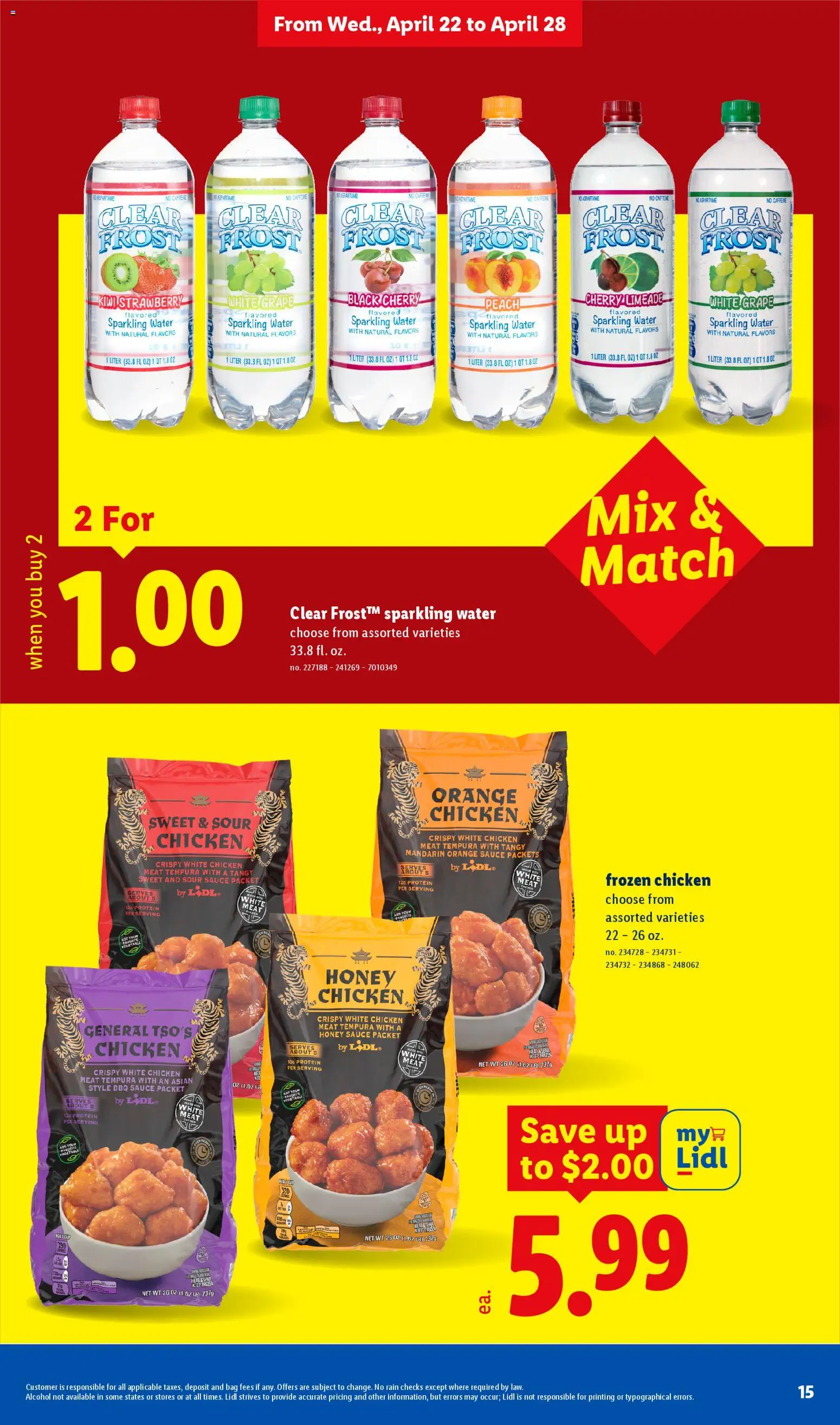 Lidl Weekly Ad - valid from 22.04.2026 | Page: 15 | Products: Water, Sauce, Peach, Bag