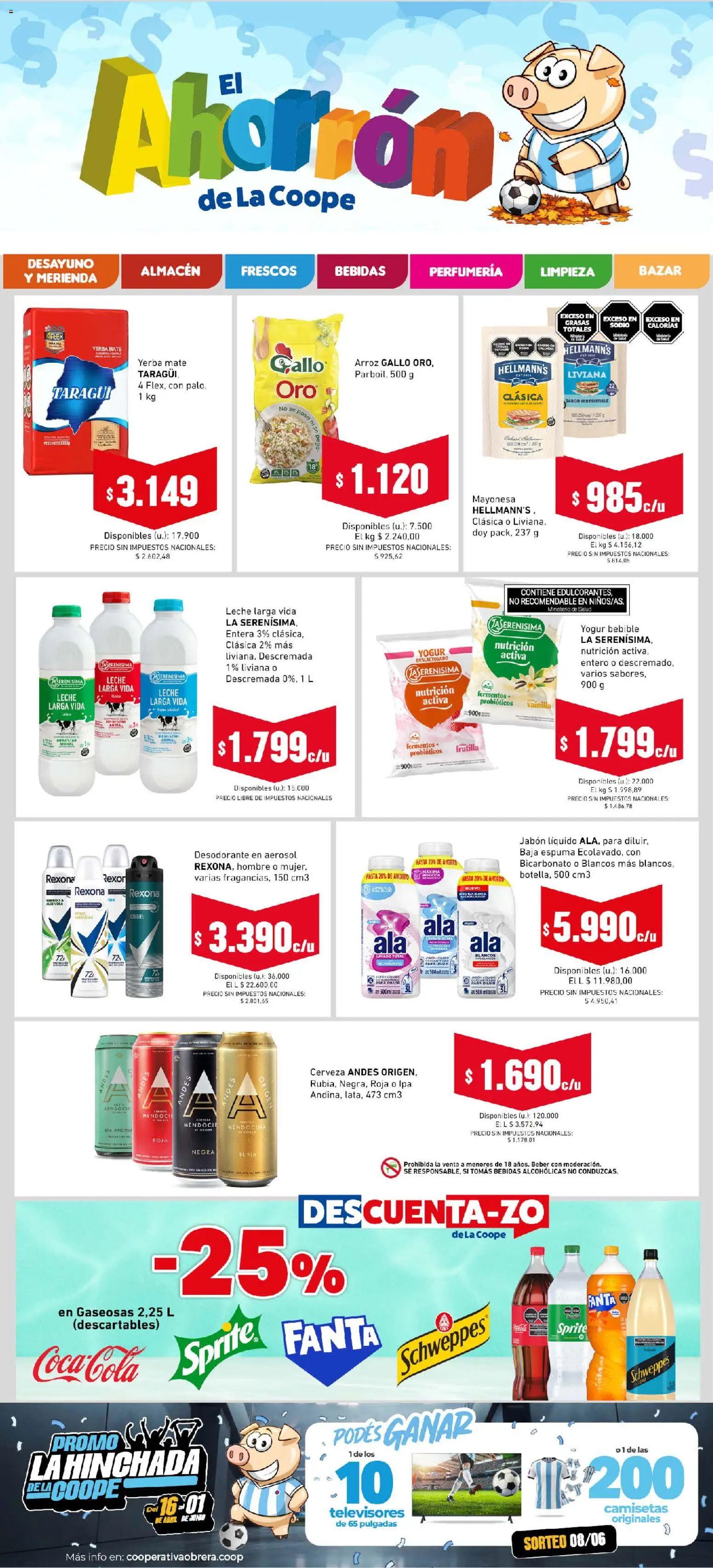 Cooperativa Obrera - Ahorrón │ válido desde el 16.04.2026 | Página: 1 | Productos: Jabón líquido, Desodorante, Leche, Yogur