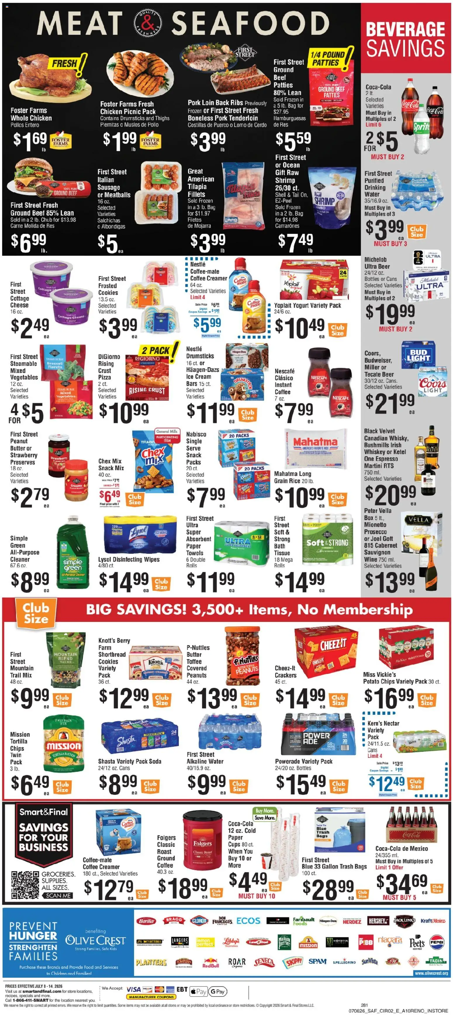 Smart & Final Weekly Ad - valid from 07/08/2026 | Page: 3 | Products: Cheese, Pizza, Ice cream, Water