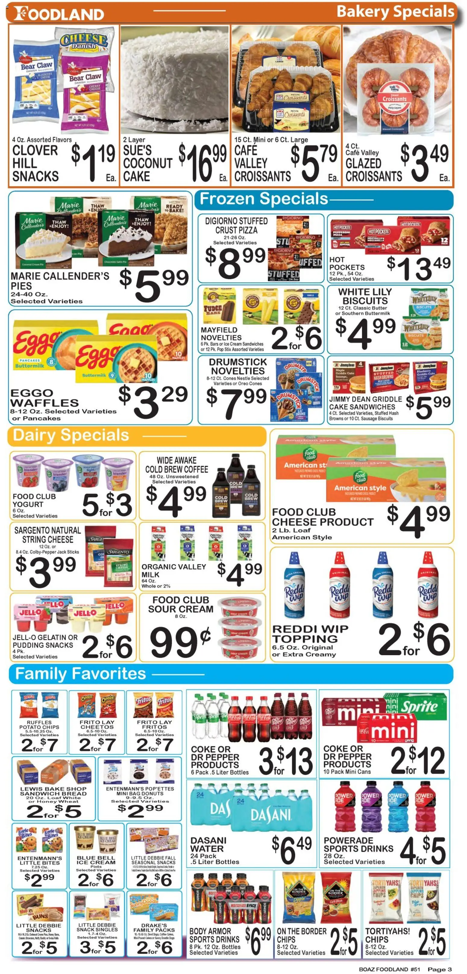 Foodland Weekly Ad - valid from 09/08/2026 | Page: 3 | Products: Waffles, Bread, Coffee, Snacks