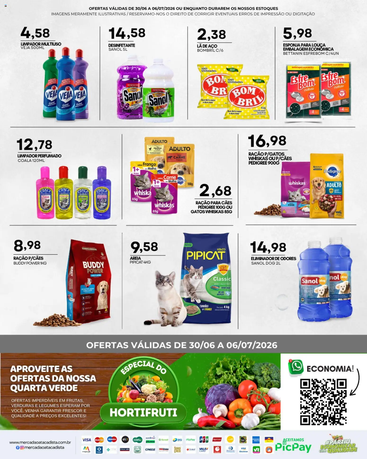 Mercadão Atacadista Folheto - válido de 30/06/2026 | Página: 12 | Produtos: Talco, Areia, Frango, Desinfetante