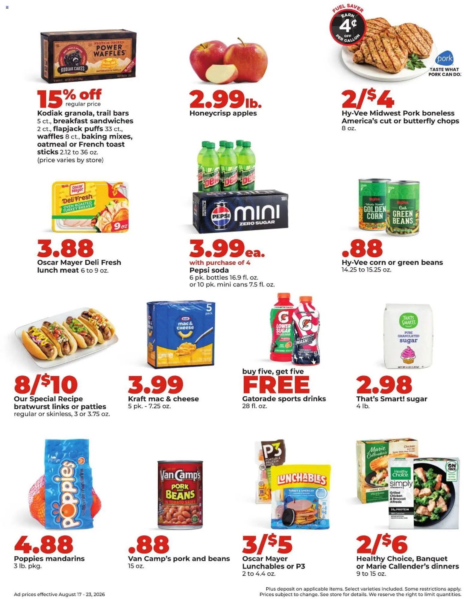 HyVee Weekly Ad - valid from 08/17/2026 | Page: 2 | Products: Corn, Meat, Cheese, Protein