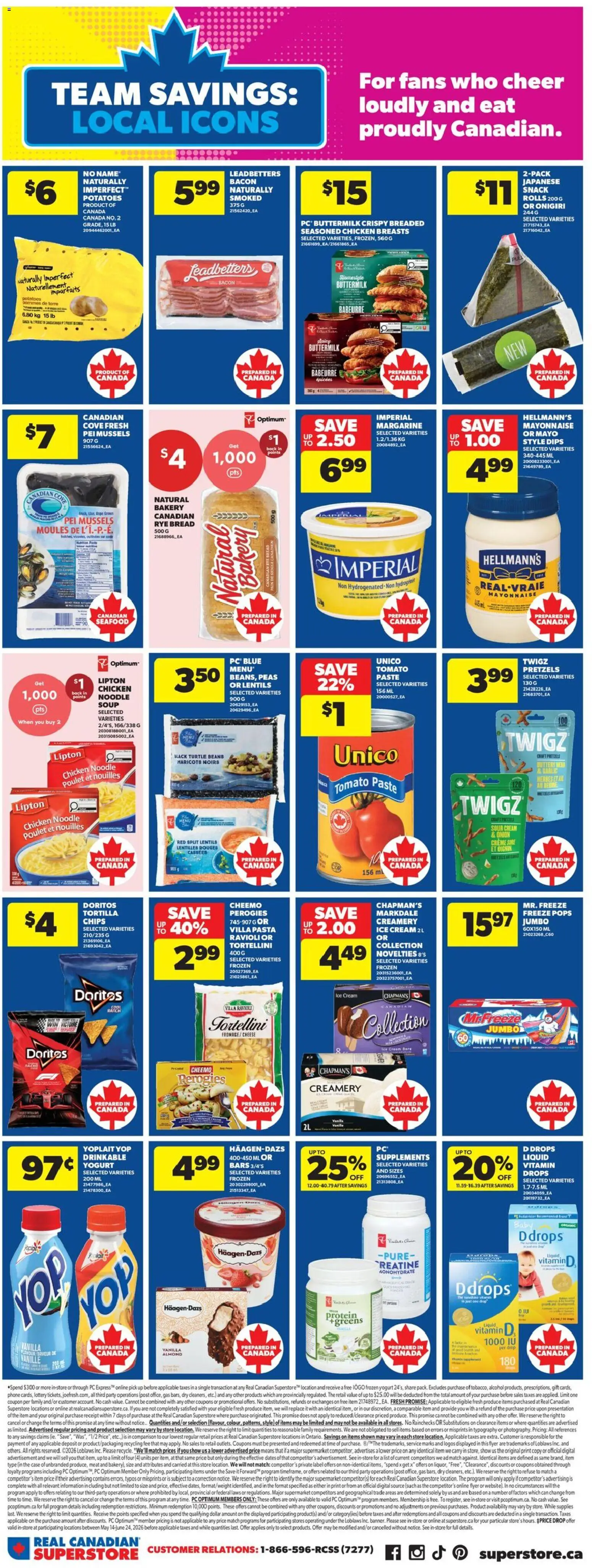 Real Canadian Superstore flyer valid from 28.05.2026 | Page: 8 | Products: Sour cream, Phone, Potatoes, Cheese