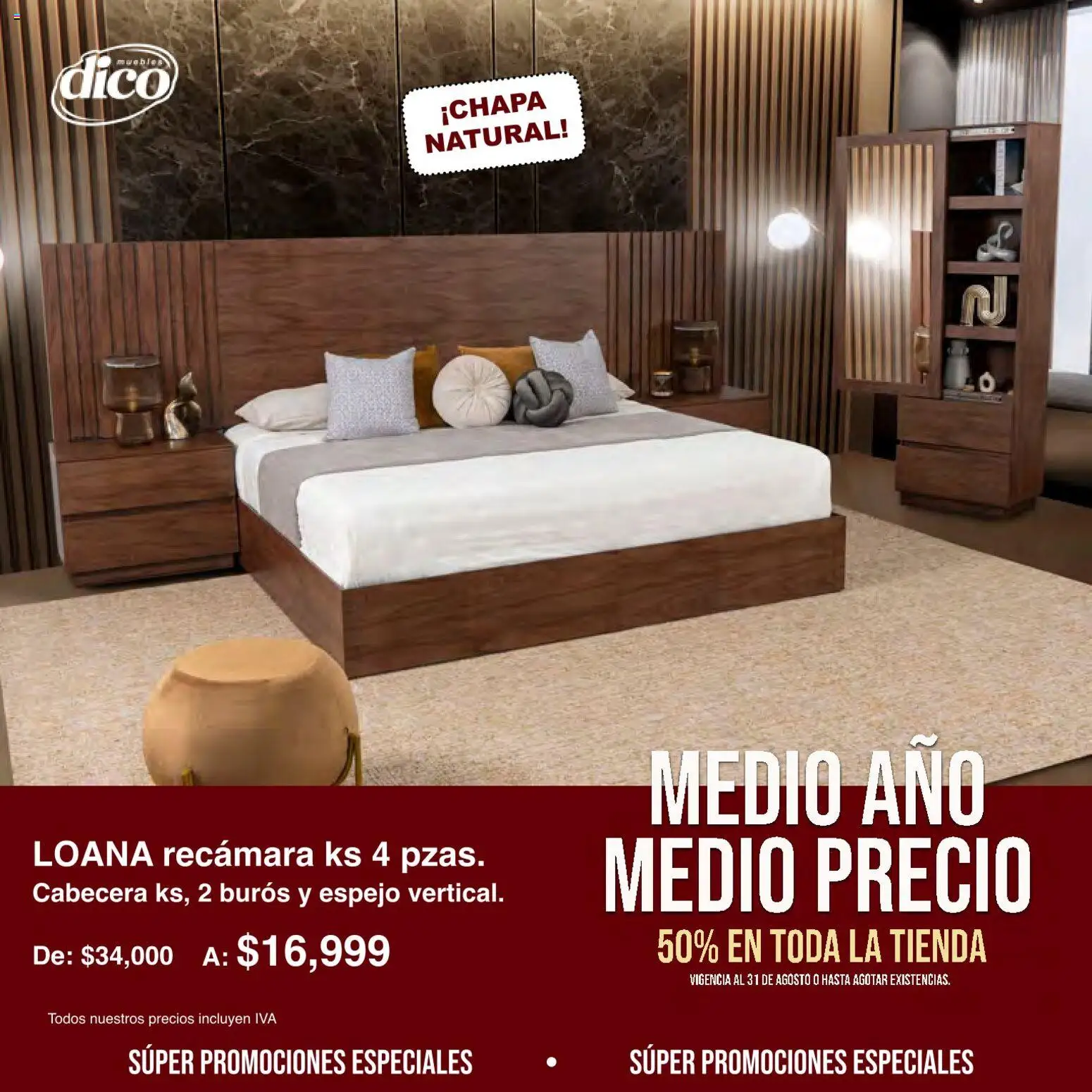 Nuevas ofertas de Muebles Dico válidas en toda la República Mexicana desde el 01/08/2026. ¡Encuentra las mejores ofertas en Muebles Dico catálogo Medio año, medio precio! | Página: 25 | Productos: Cabecera, Espejo