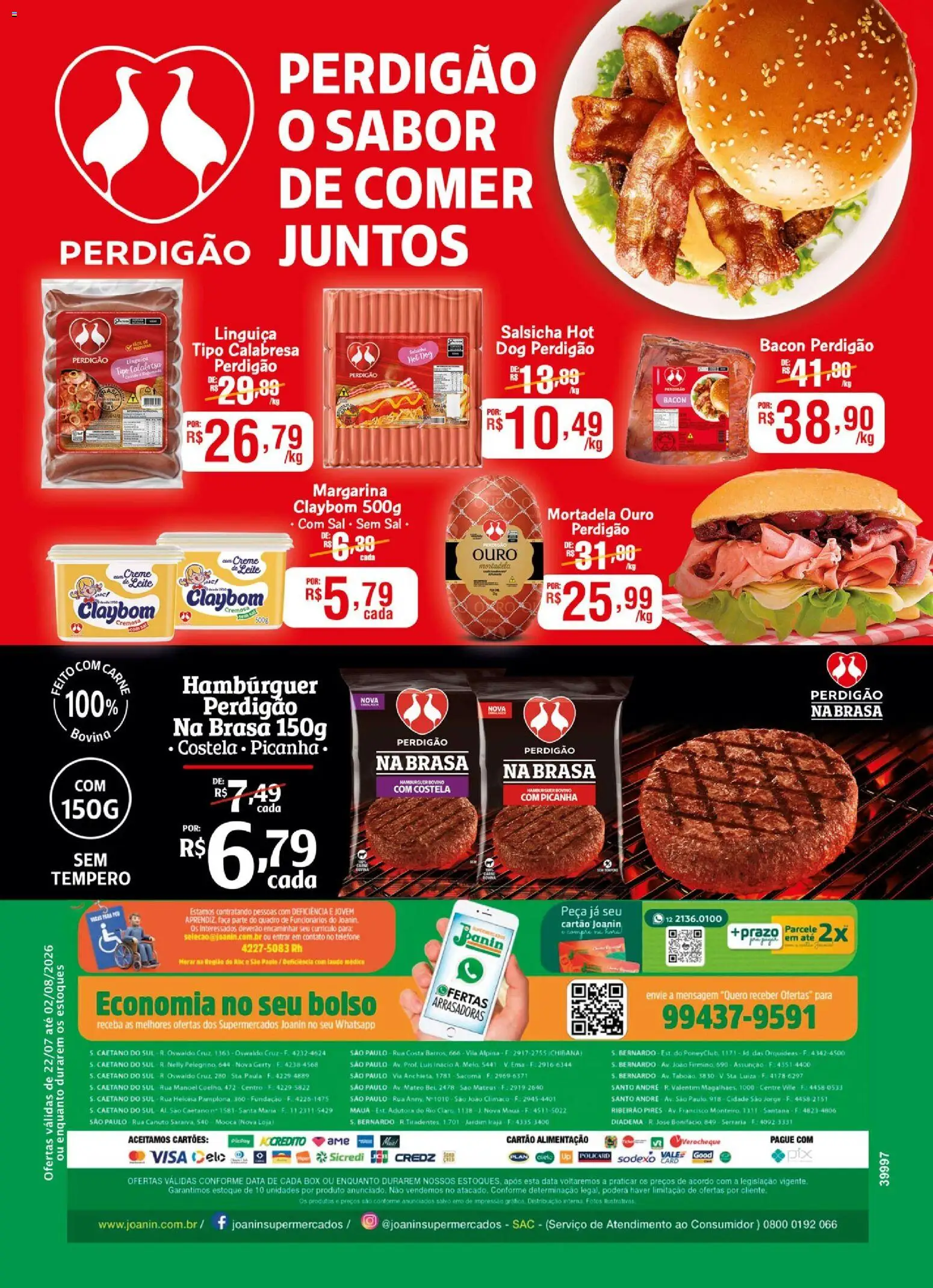 Supermercados Joanin Folheto - válido de 22/07/2026 | Página: 2 | Produtos: Picanha, Creme, Sal, Margarina