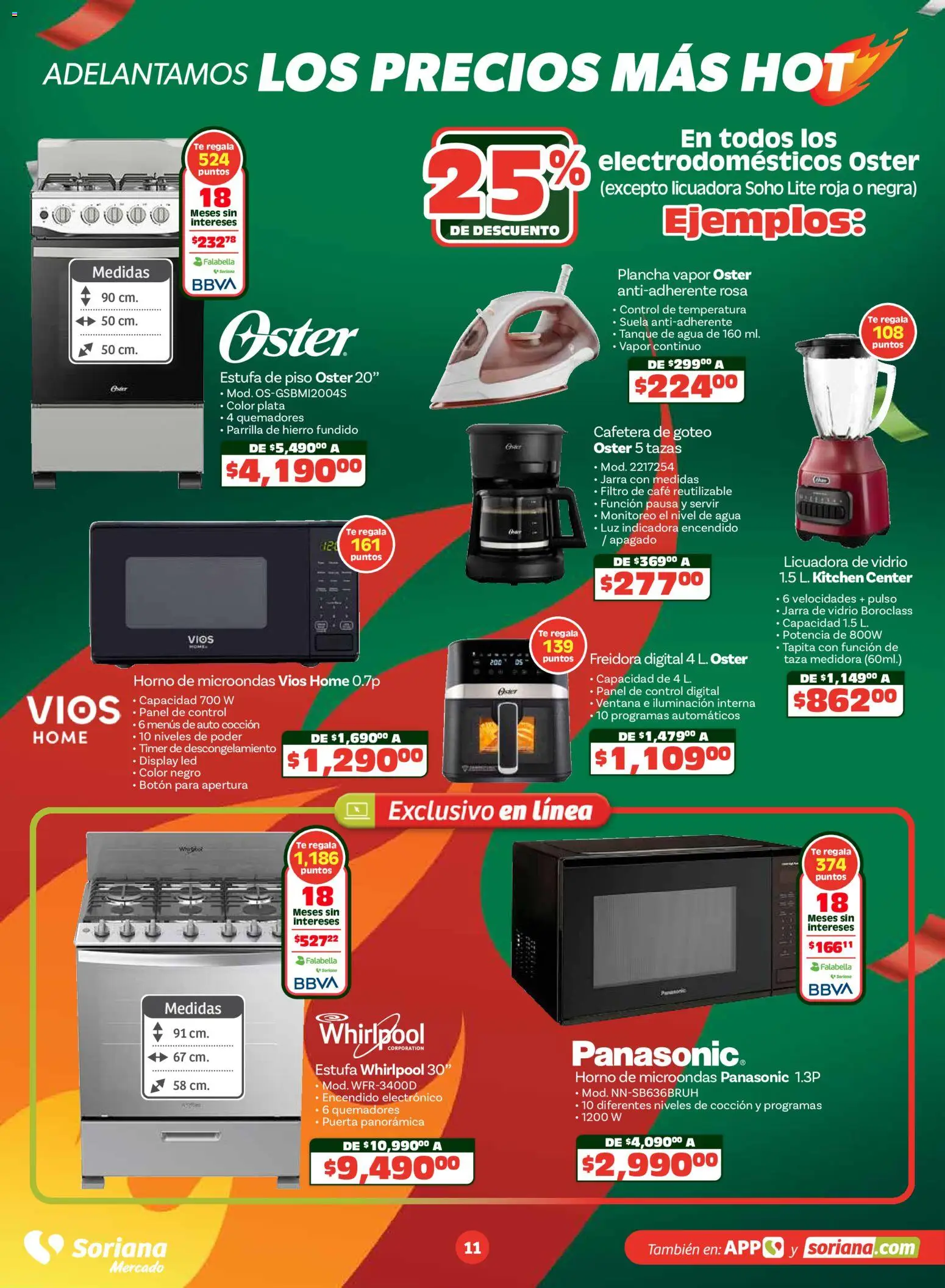 Nuevas ofertas de Soriana válidas en toda la República Mexicana desde el 14.05.2026. ¡Encuentra las mejores ofertas en Soriana Adelantamos los precios más hot Mercado Nacional! | Página: 11 | Productos: Horno, Parrilla, Freidora, Té