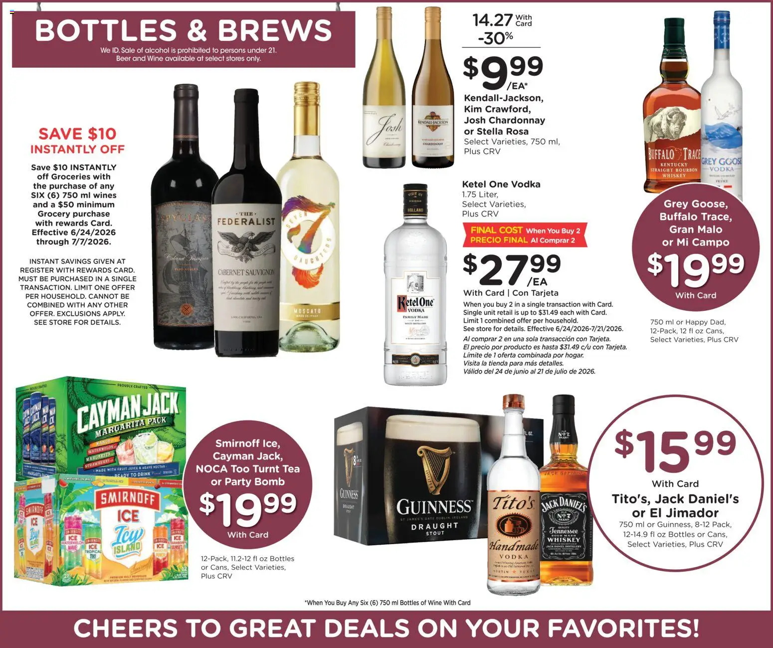 Ralphs Weekly Ad - valid from 06/24/2026 | Page: 13 | Products: Juice, Beer, Bourbon, Vodka