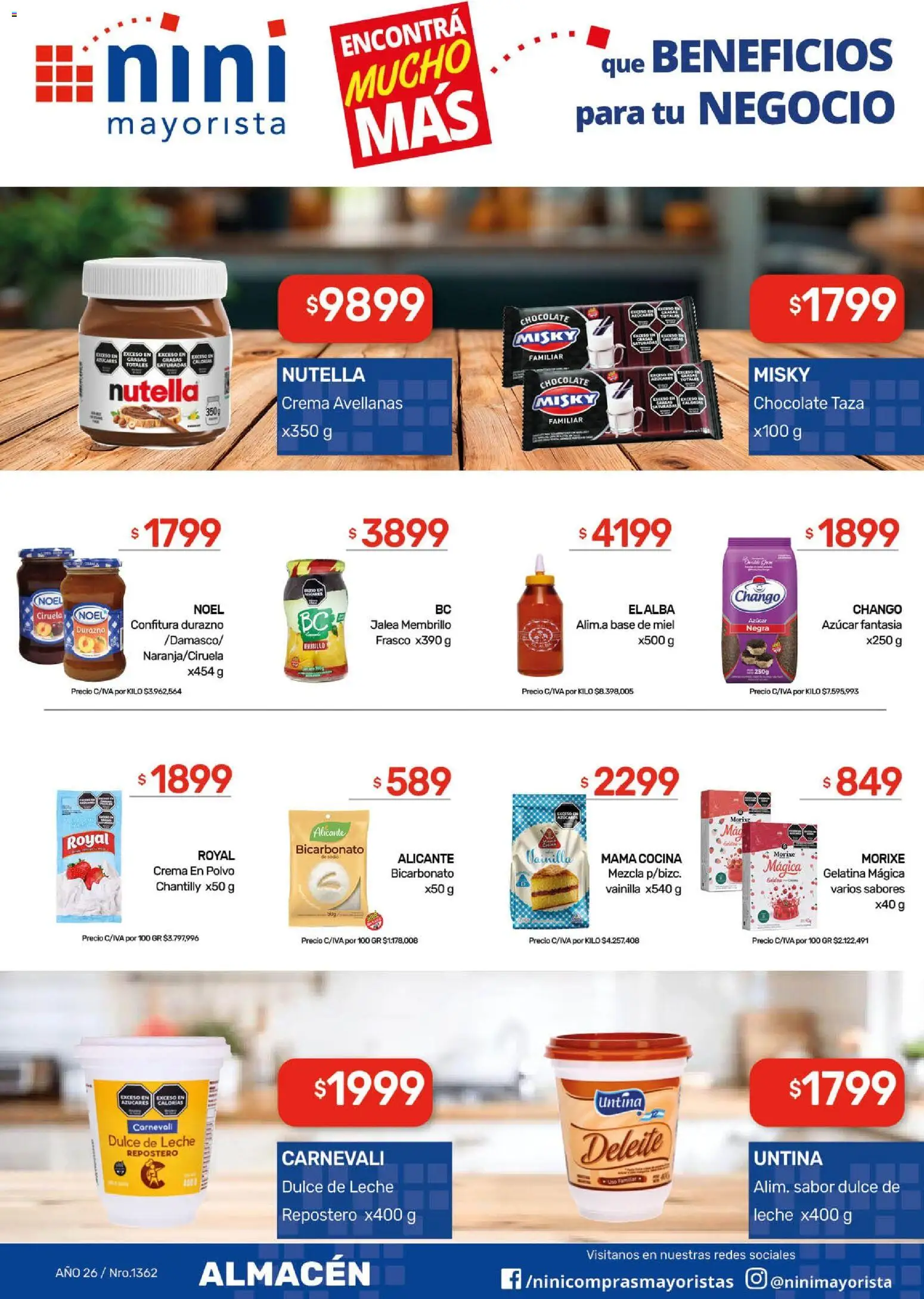 NINI Mayorista ofertas │ válido desde el 01.06.2026 | Página: 29 | Productos: Cocina, Durazno, Dulce de leche, Chocolate