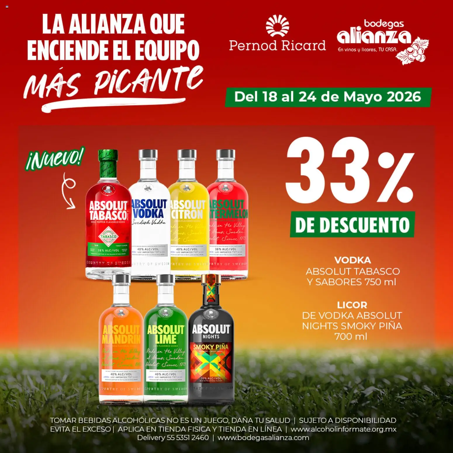 Nuevas ofertas de Bodegas Alianza válidas en toda la República Mexicana desde el 18.05.2026. ¡Encuentra las mejores ofertas en Bodegas Alianza catálogo La Alianza que enciende el equipo más picante! | Página: 2 | Productos: Piña, Vodka
