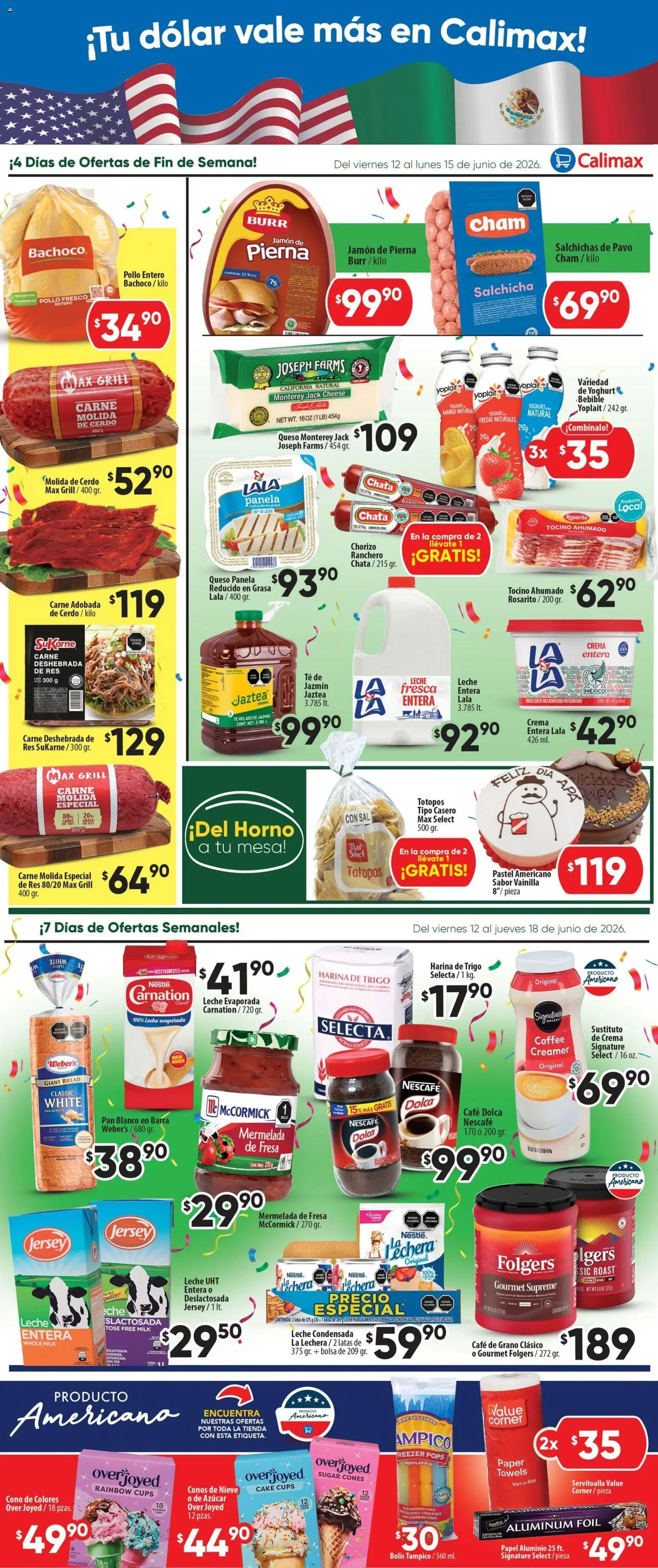 Nuevas ofertas de Calimax válidas en toda la República Mexicana desde el 12/06/2026. ¡Encuentra las mejores ofertas en Calimax folleto Mexicali y SLRC! | Página: 2 | Productos: Sal, Salchicha, Mango, Pastel