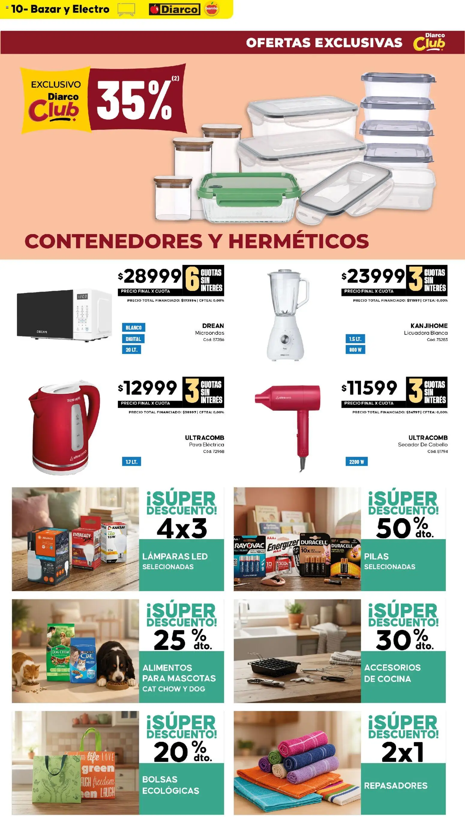 Diarco - Ofertas en Diarco Barrio │ válido desde el 14/09/2026 | Página: 10 | Productos: Secador de cabello, Pava, Microondas, Licuadora
