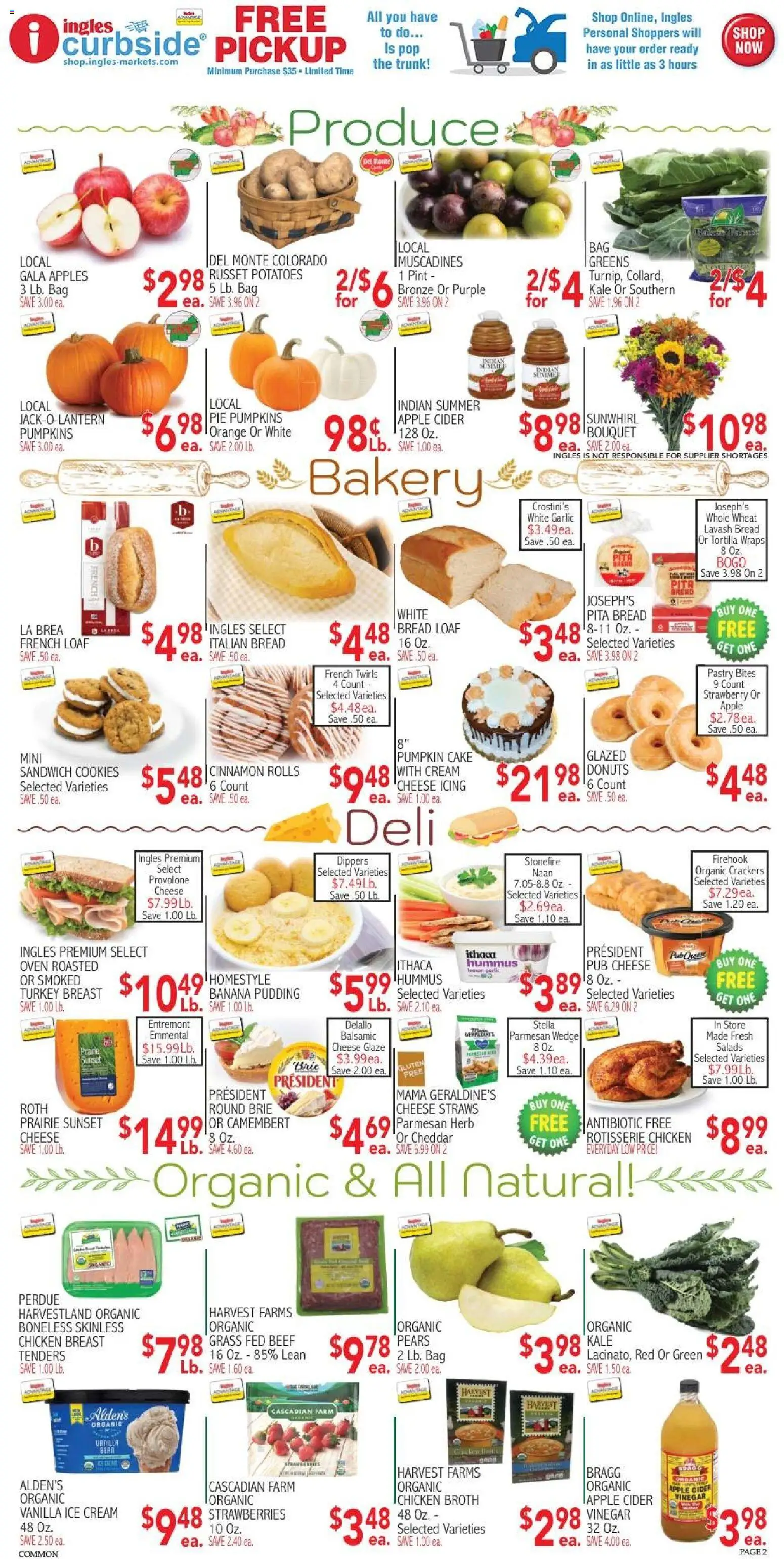 Ingles Weekly Ad - valid from 09/23/2026 | Page: 2 | Products: Bread, Pudding, Greens, Ice
