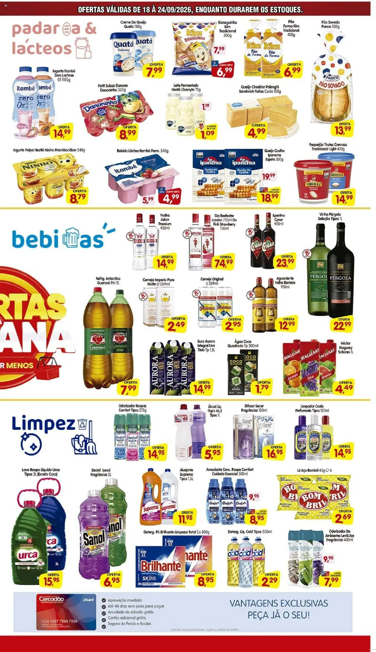 Cercadão Folheto - válido de 18/09/2026 | Página: 3 | Produtos: Guaraná, Queijo cheddar, Cerveja, Gin