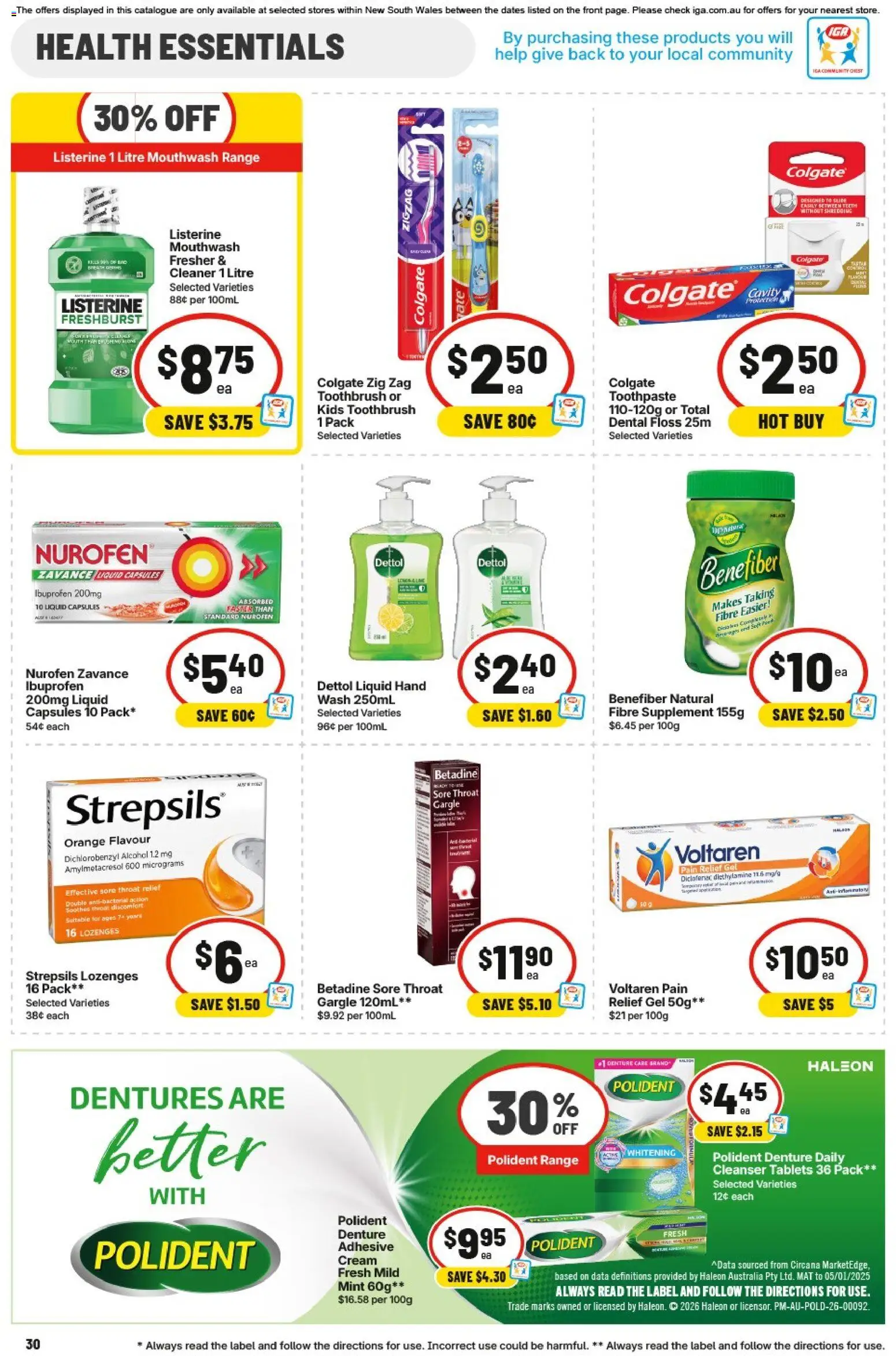 IGA catalogue - valid from 05/08/2026 | Page: 32 | Products: Cleaner, Toothbrush, Tablets, Pain relief
