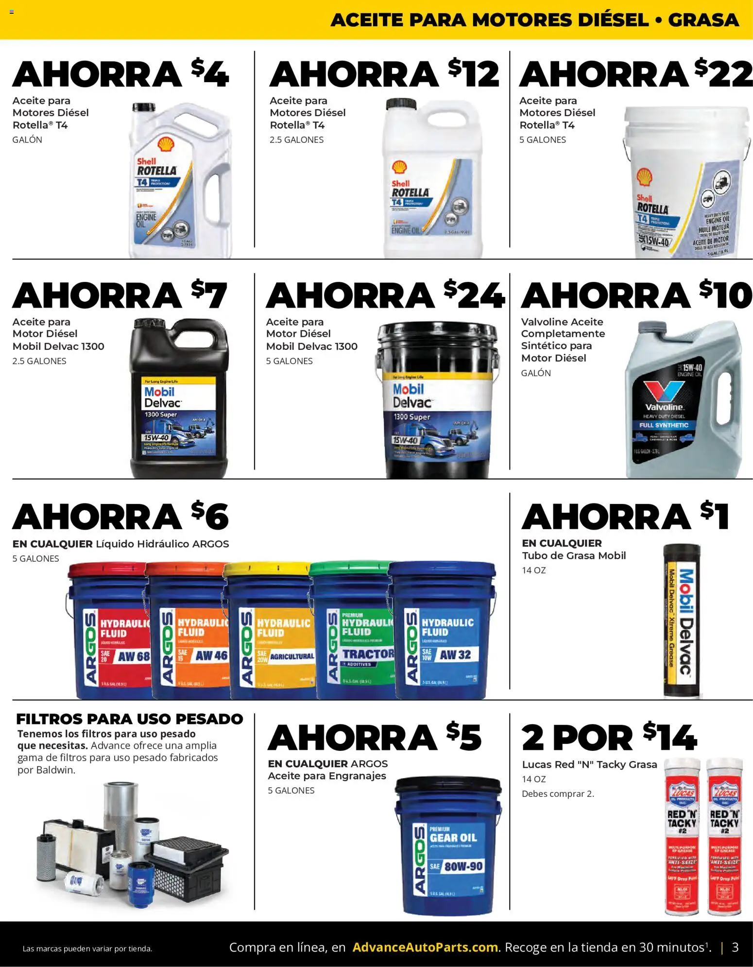 Advance Auto Parts Sales Ad - Spanish - valid from 09/13/2026 | Page: 3 | Products: Oil, Gear Oil