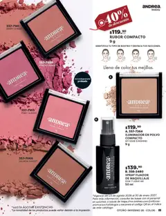 Vista previa de Andrea catálogo Beauty, nuevo folleto de la tienda, válido en México a partir del 23/08/2026 | Página: 11 | Productos: Iluminador, Polvo compacto, Polvo, Rubor