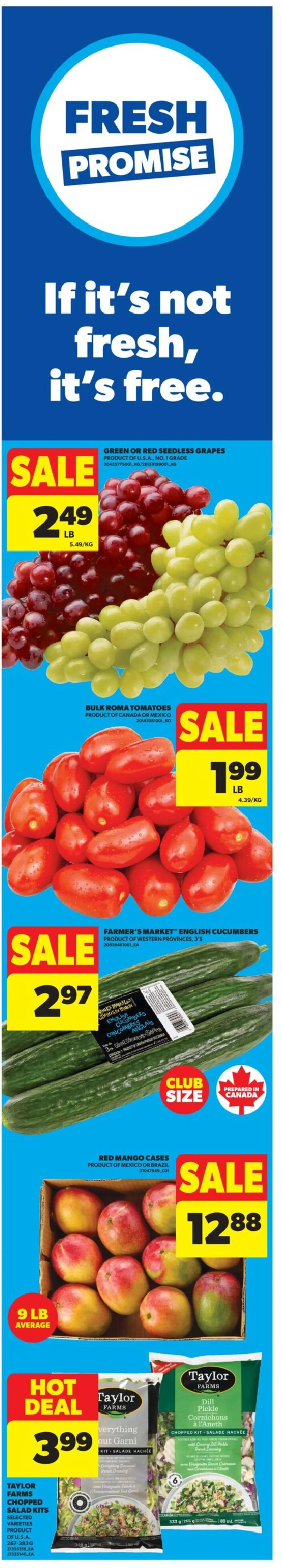 Real Canadian Superstore flyer valid from Jul 9, 2026 | Page: 4 | Products: Cucumbers, Salad, Tomatoes